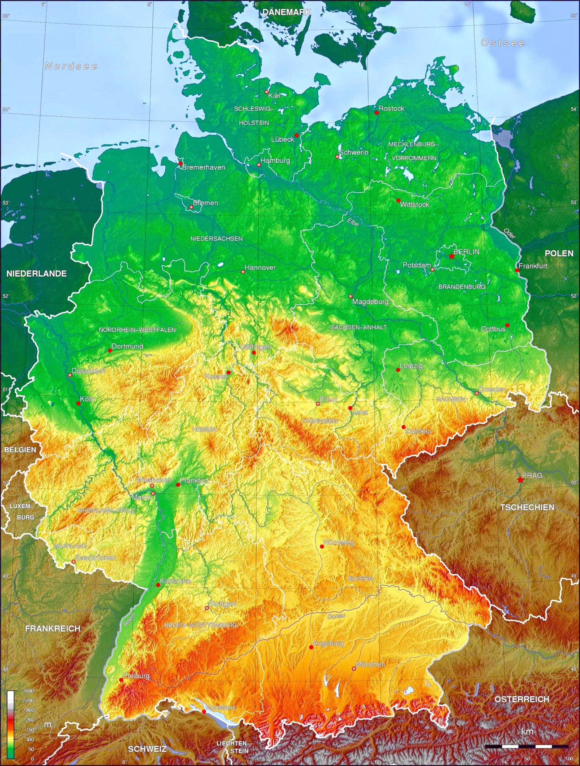 Germany Physical Map