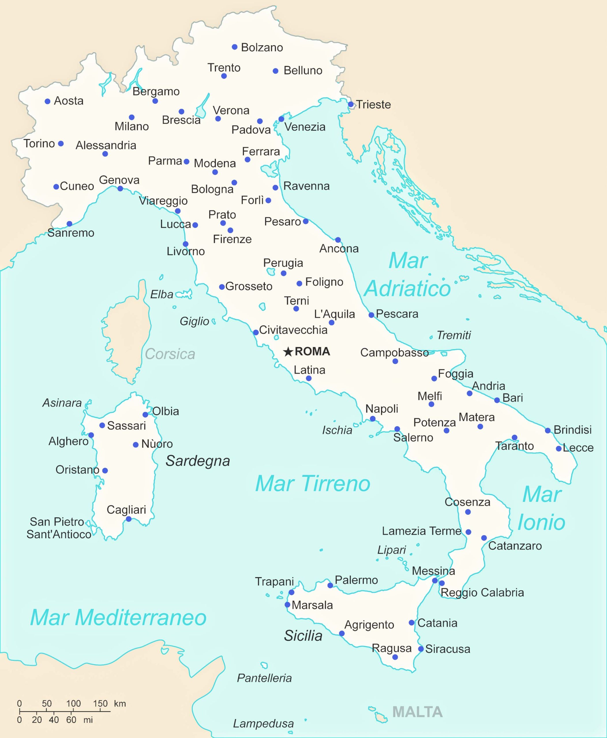 Italy Cities (Urban) Map
