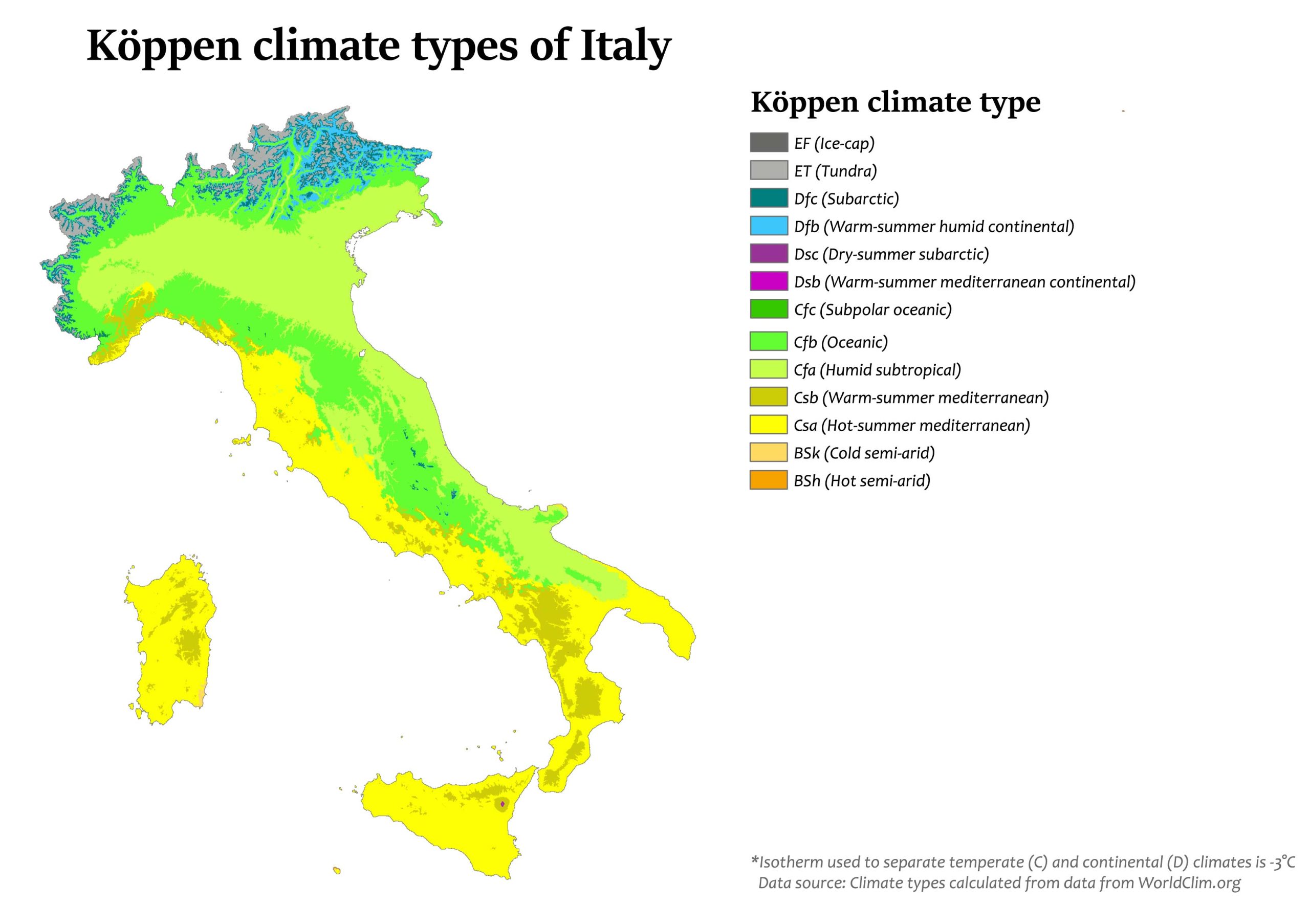 Italy Climatic Map
