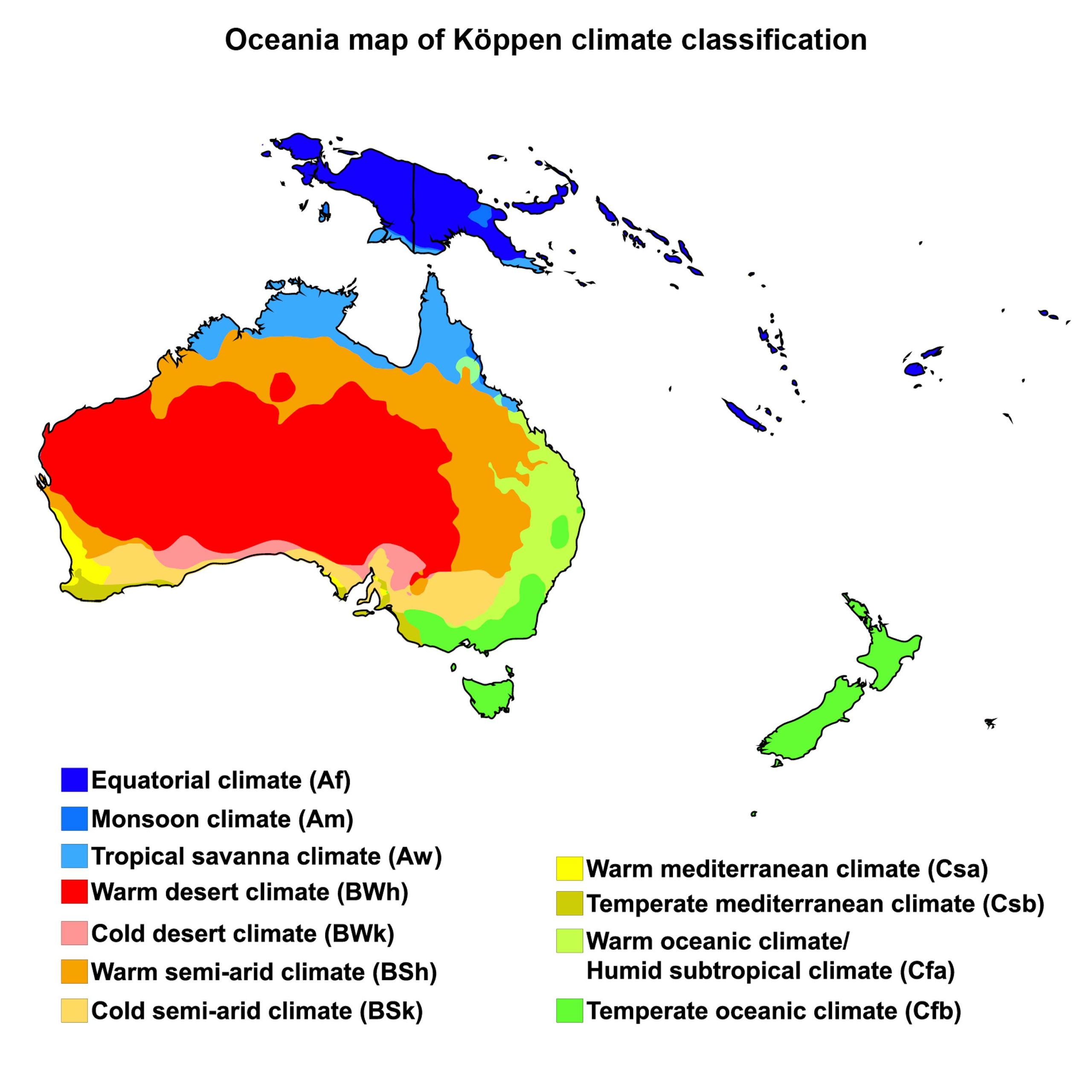 Oceania Climate Map