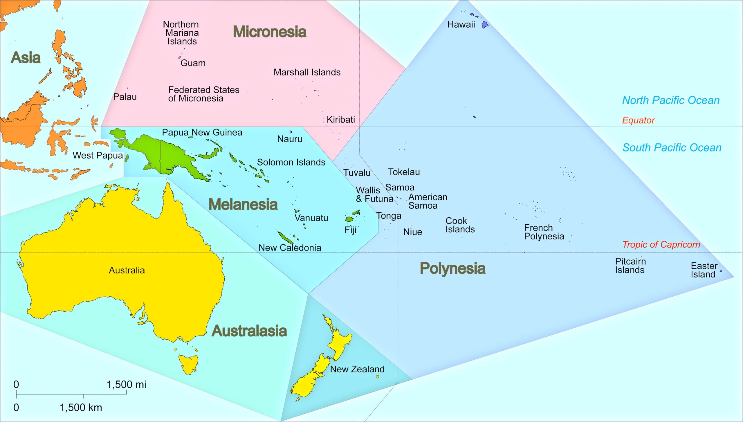 Oceania Regions Map (UN Geoscheme)