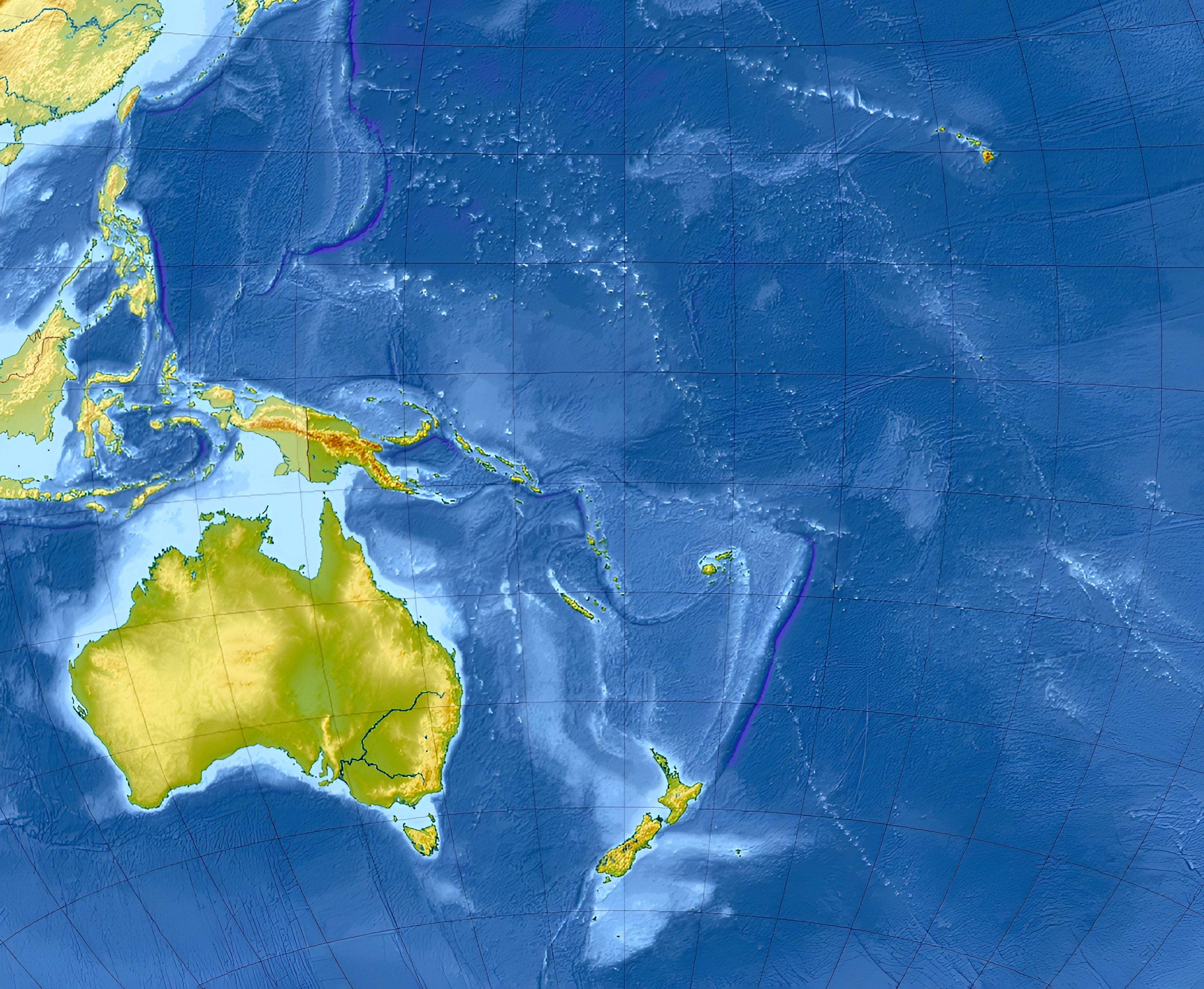 Oceania Topographic Map
