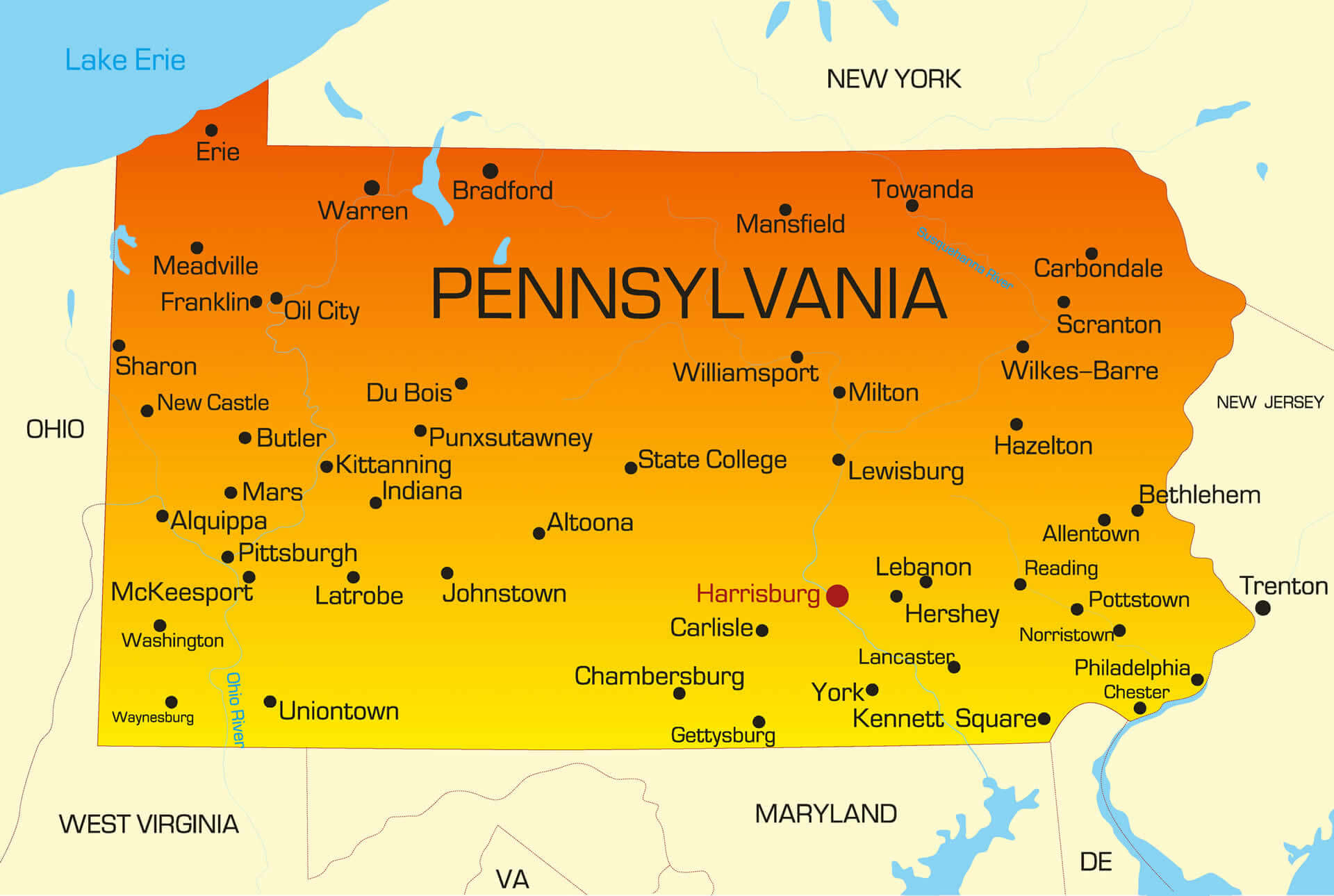 Color map of Pennsylvania