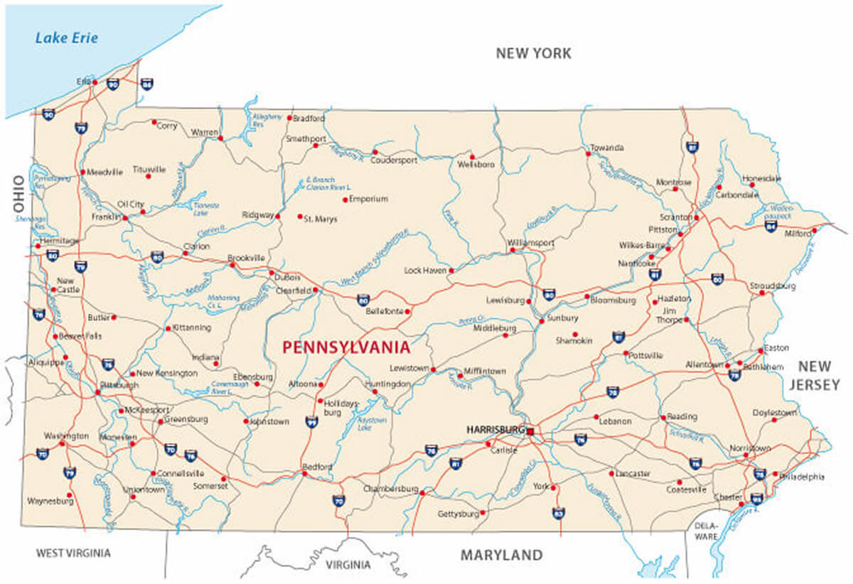 Pennsylvania road map