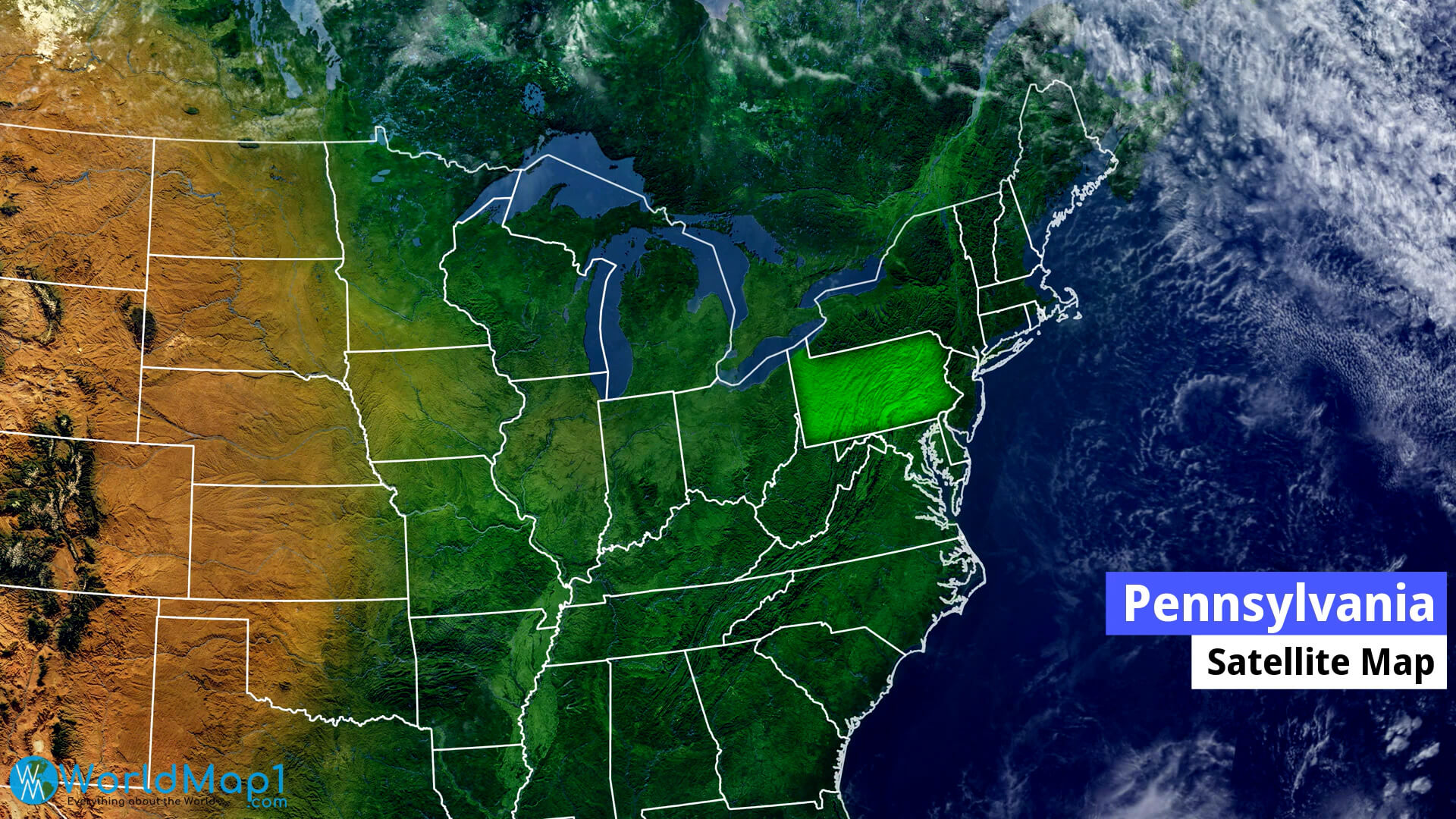 Pennsylvania satellite map