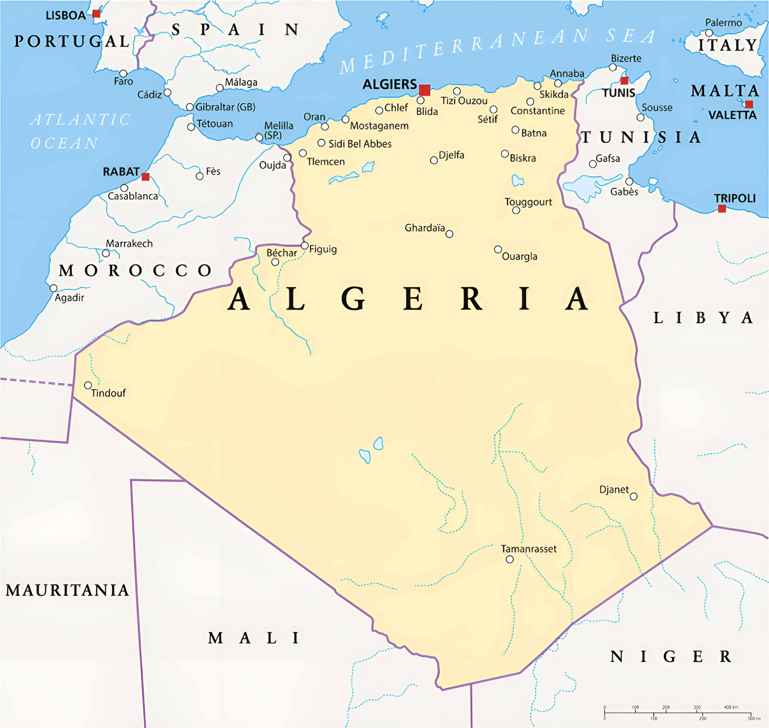 Algeria Cities (Urban) Map