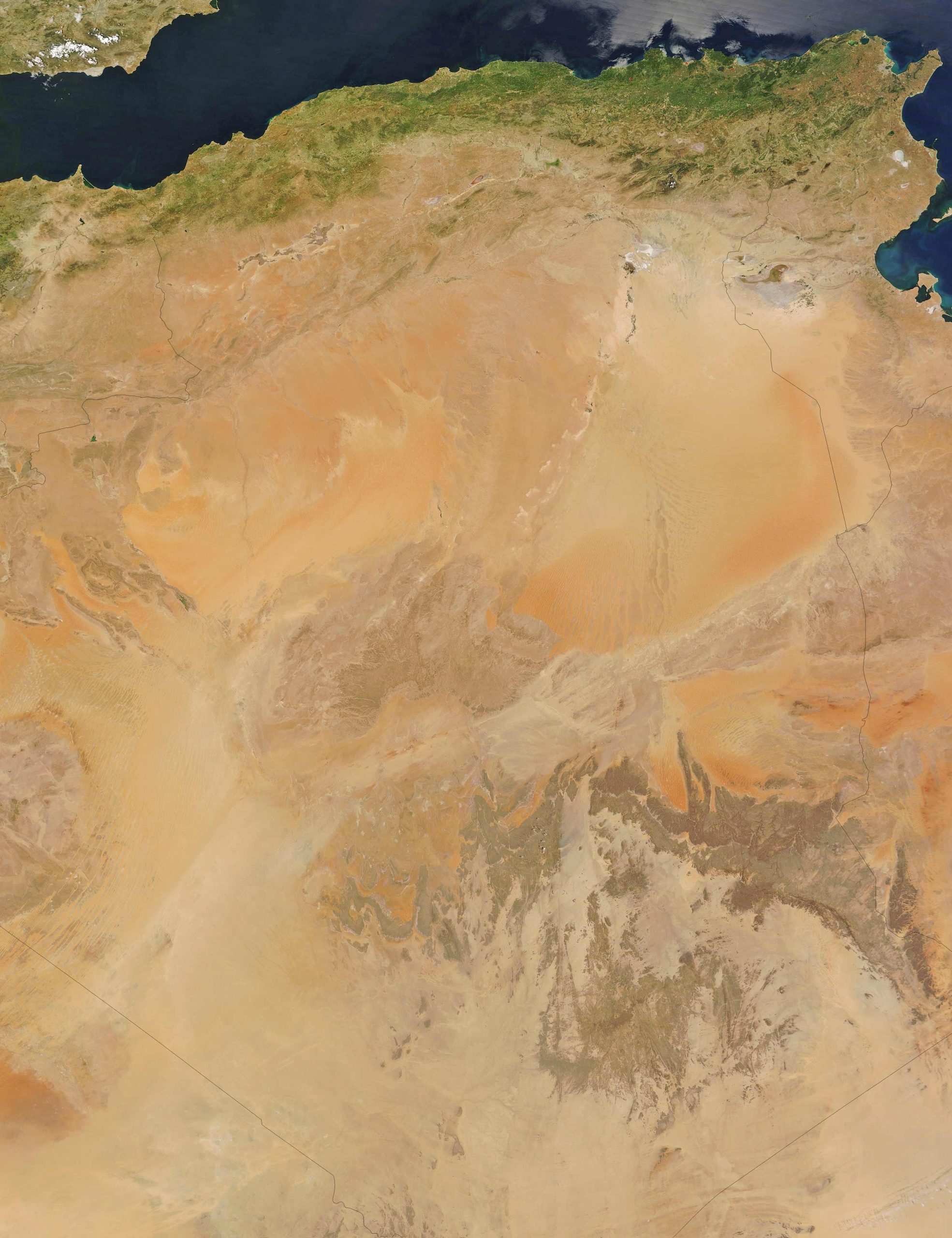 Algeria Earth Satellite Map