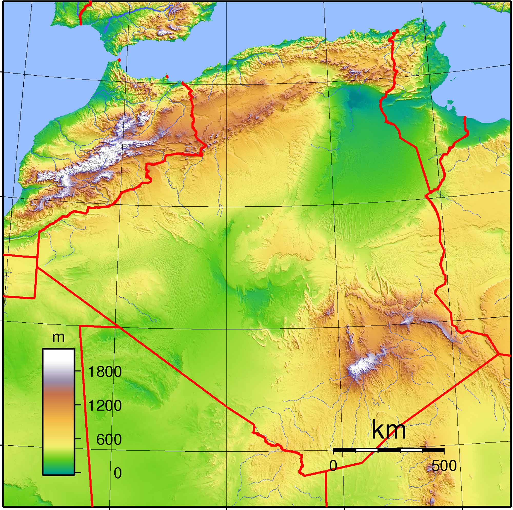 Algeria Physical Map