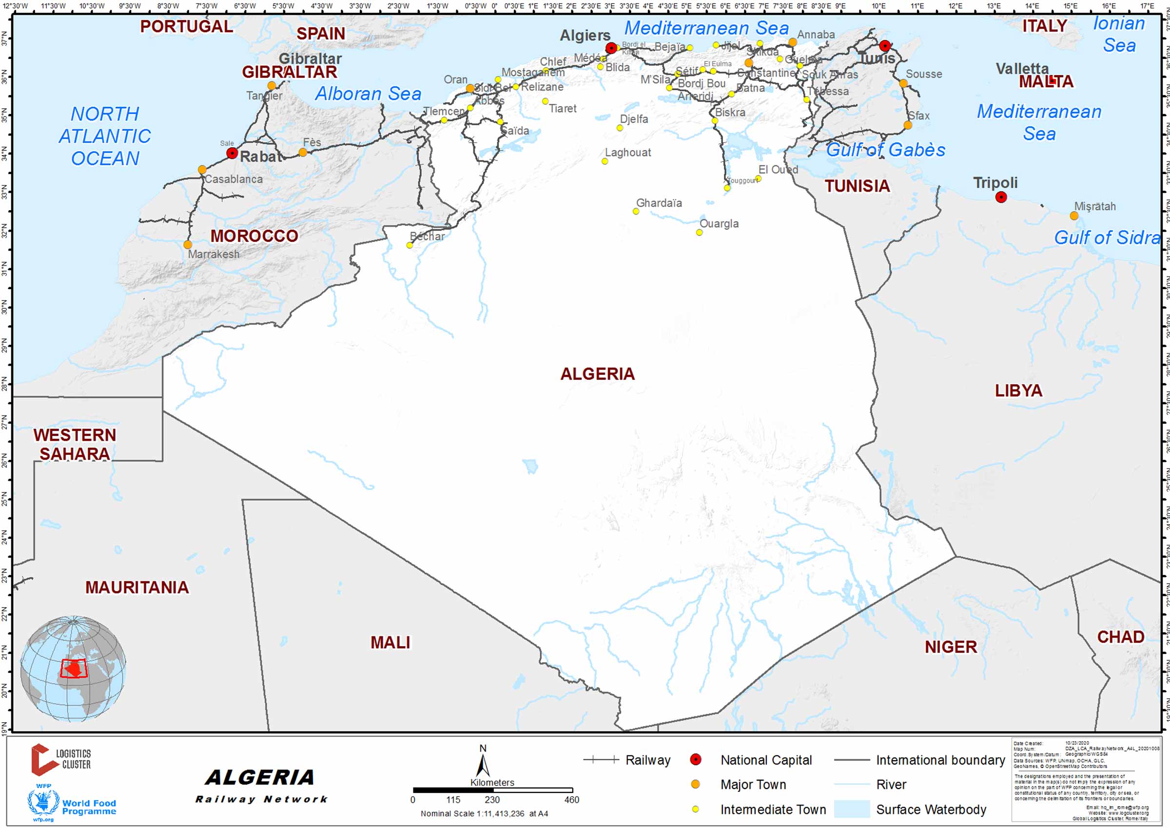 Algeria Train-Railway Map