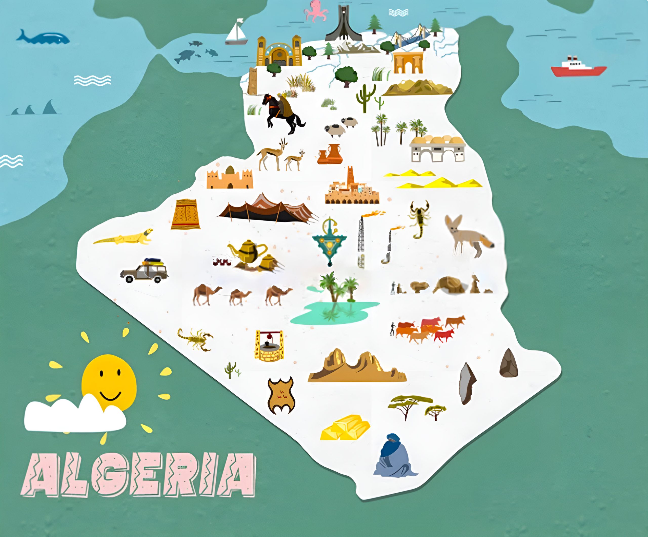 Algeria Travel-Tourist Map