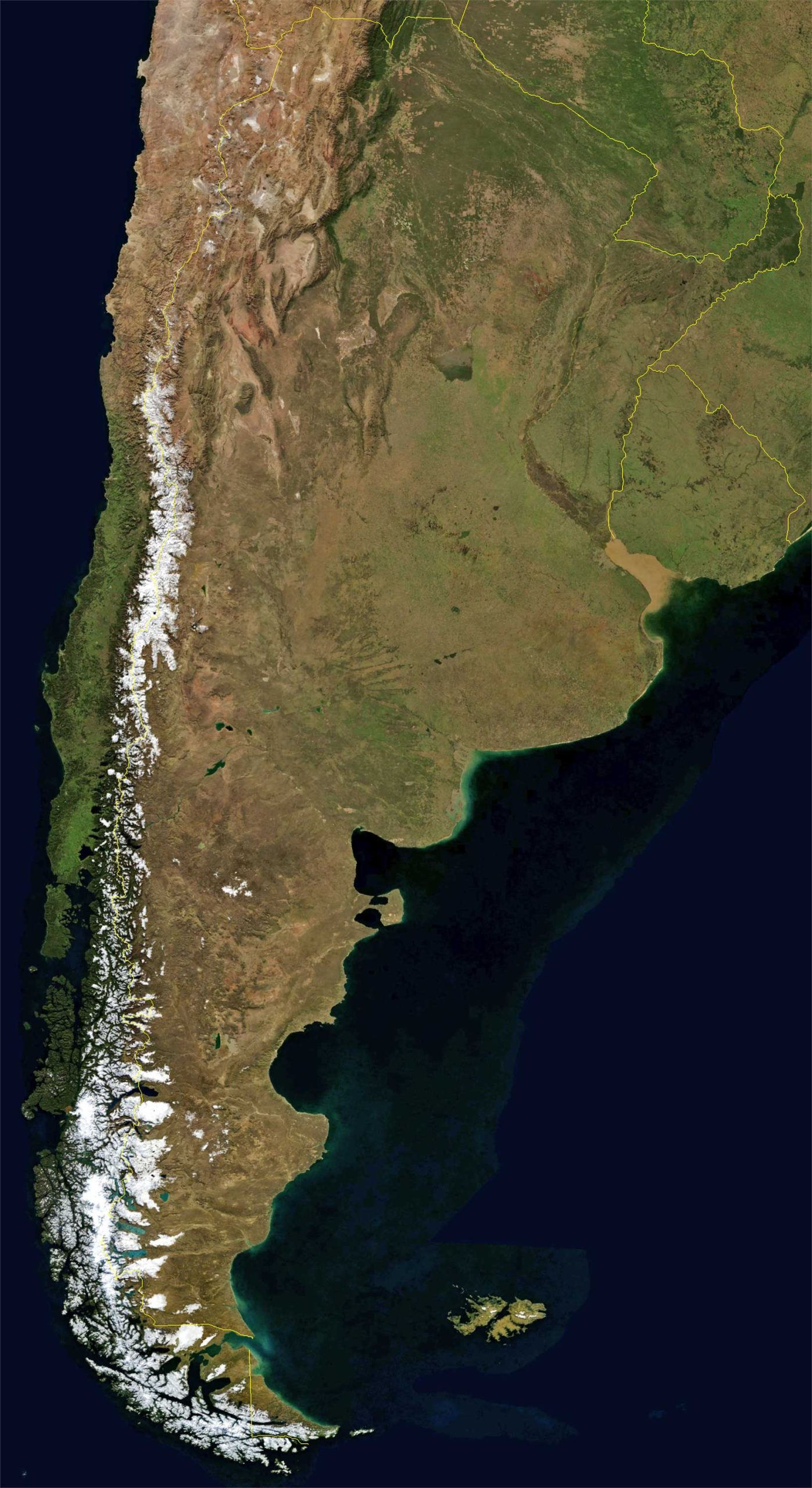 Argentina Earth Satellite Map