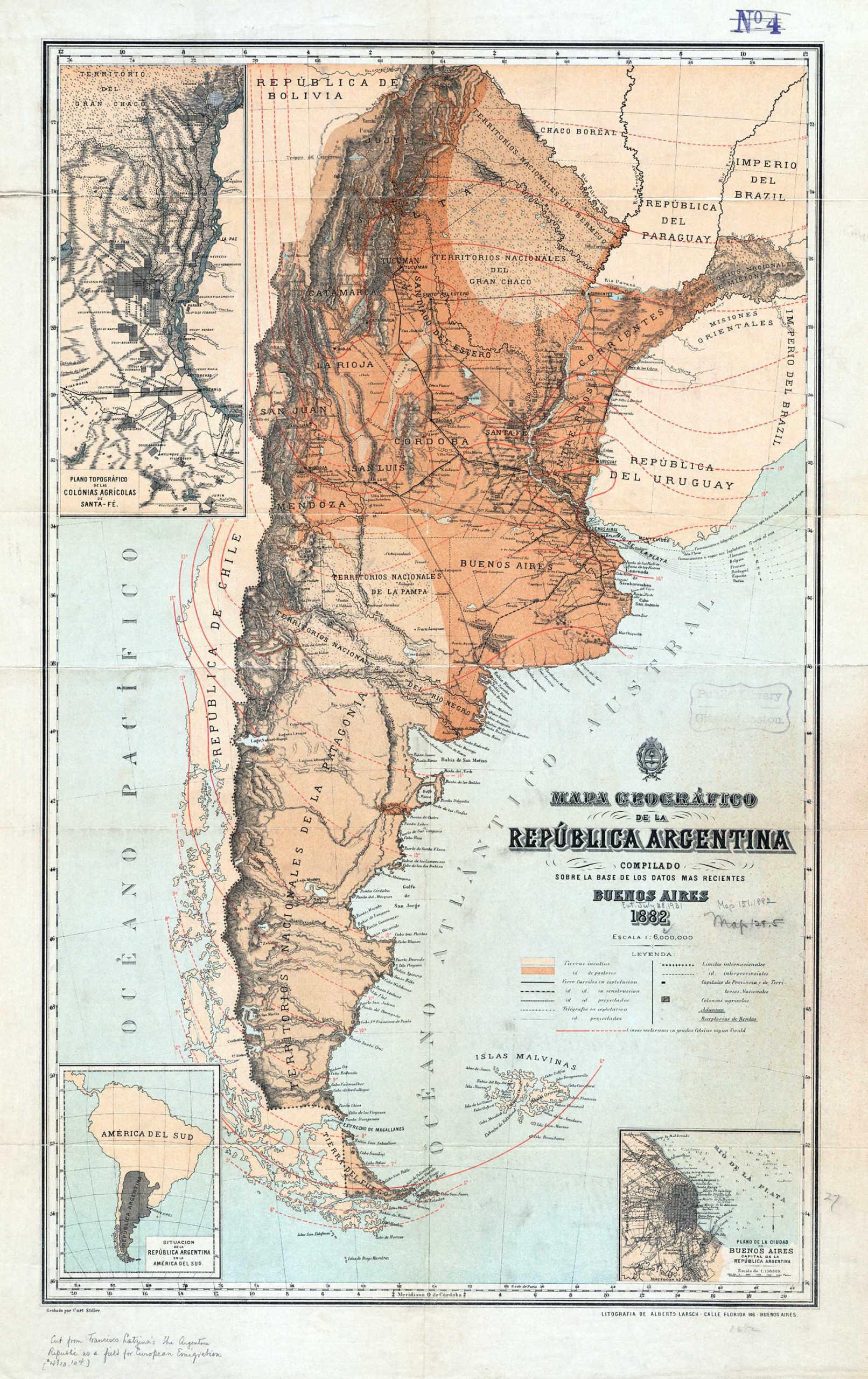 Argentina Historical Map (Francisco Latzina - 1882)