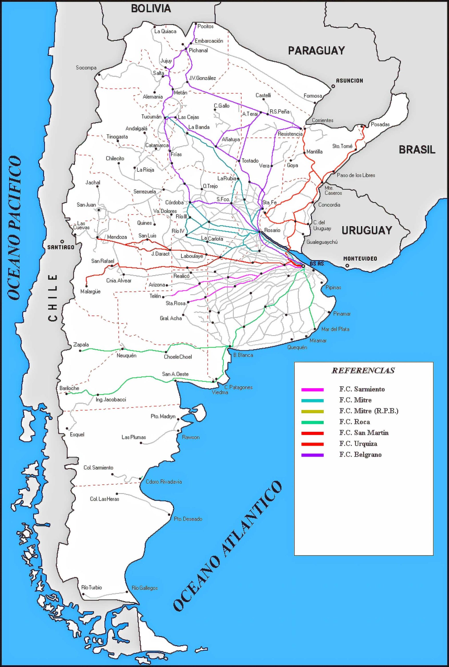 Argentina Train-Railway Map