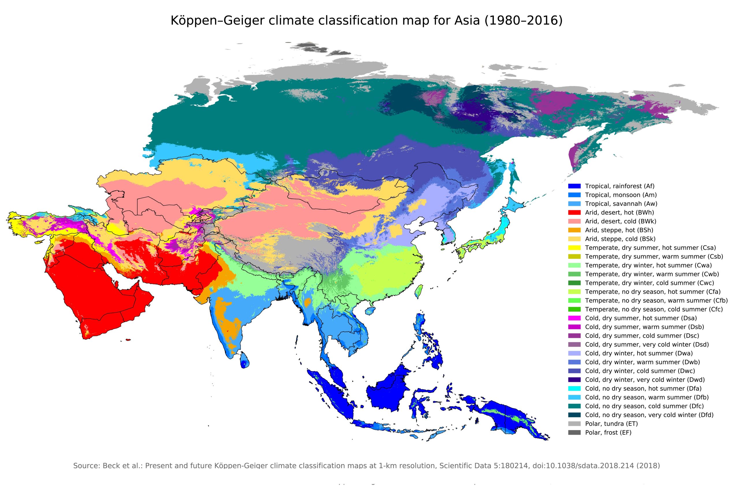 Asia Climate Map (1980-2016)
