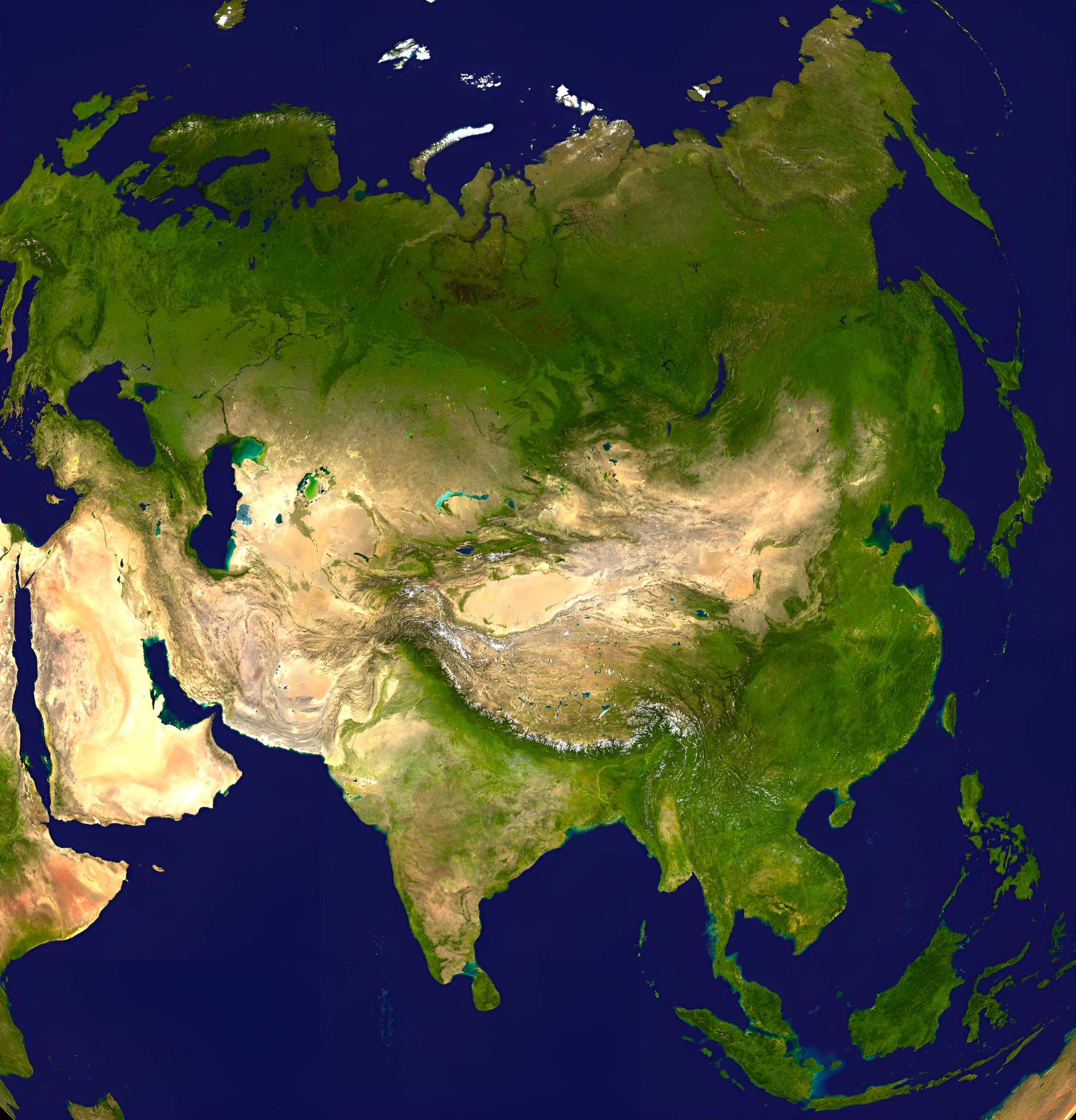 Asia Earth Satellite Map