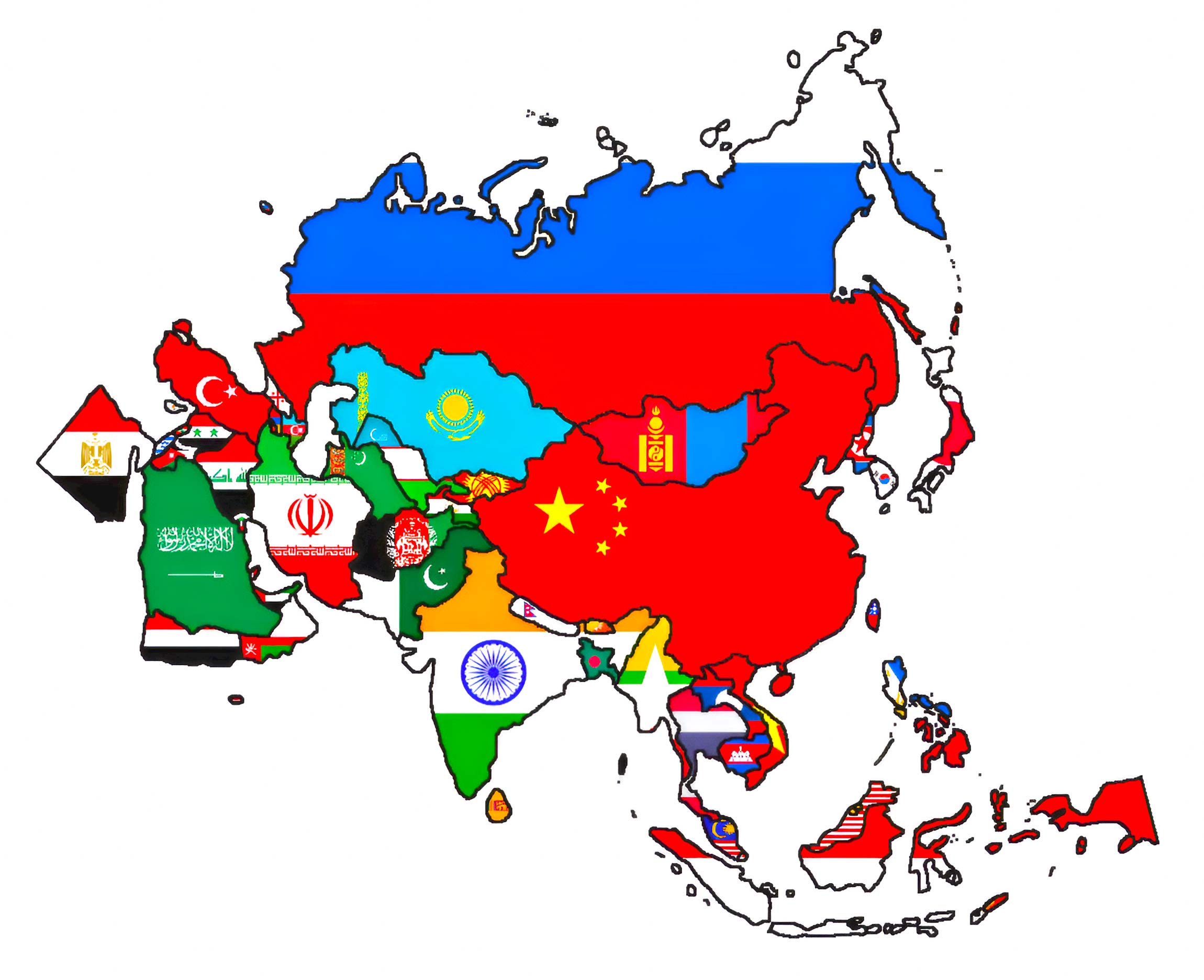 Asia Flag Map