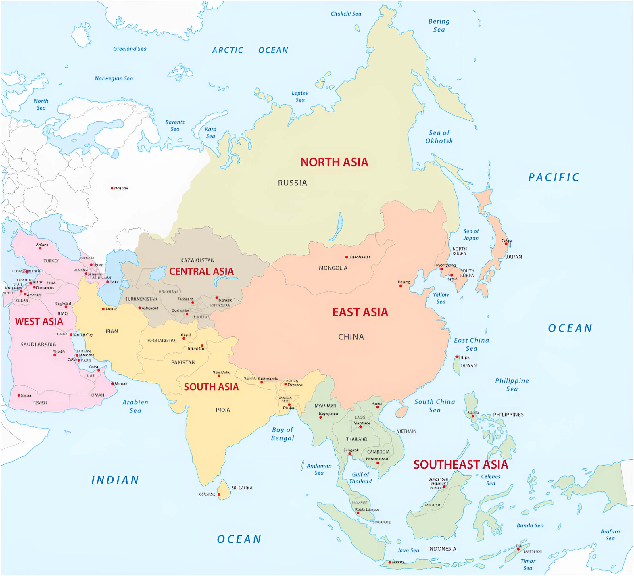 Asia Regions Map