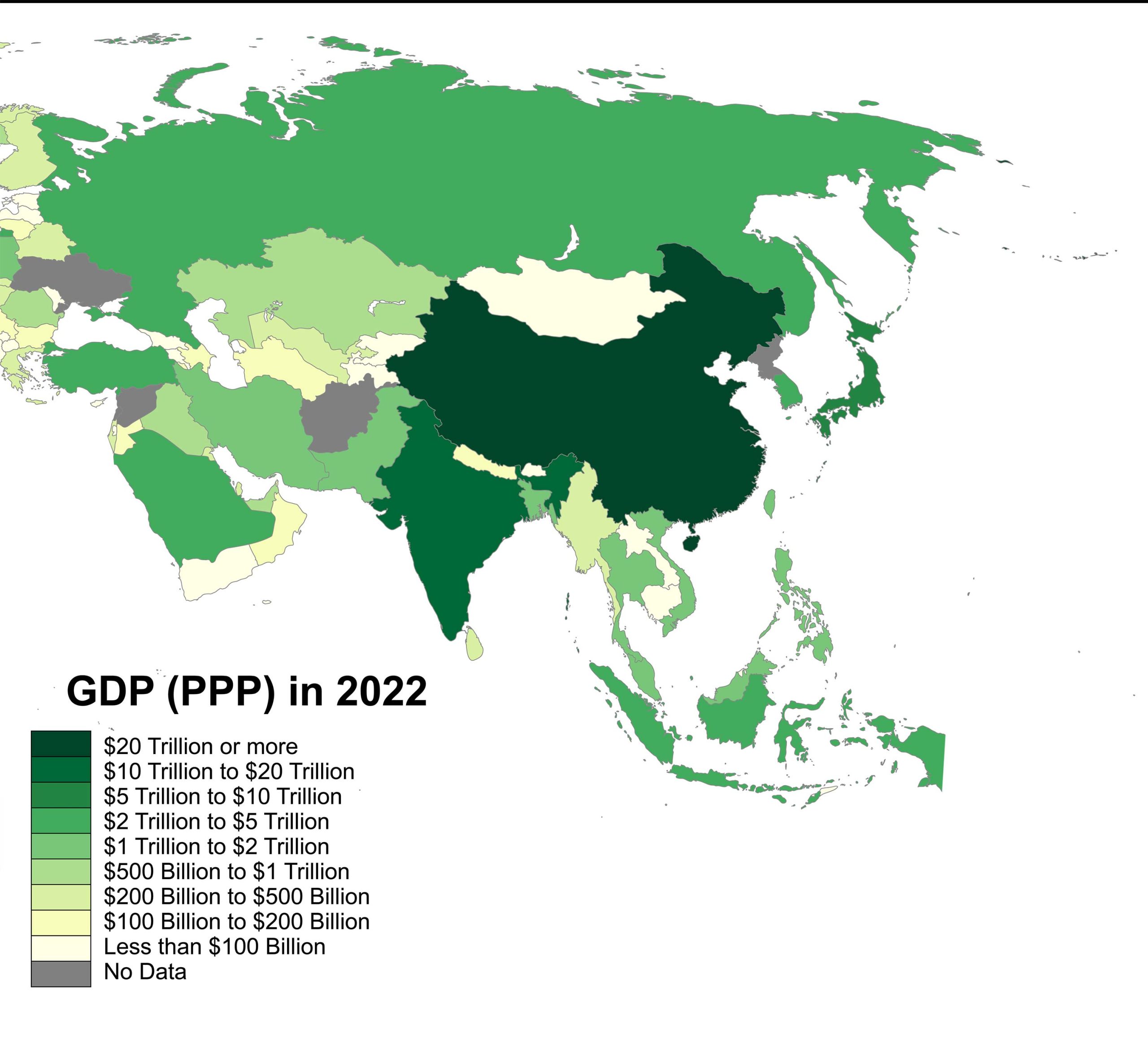 Asian Countries by GDP (PPP) Map (2022)