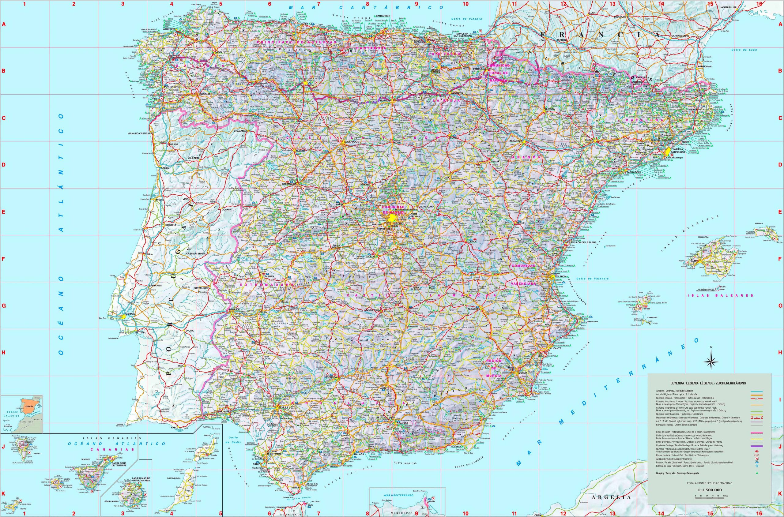 Detailed Map of Spain