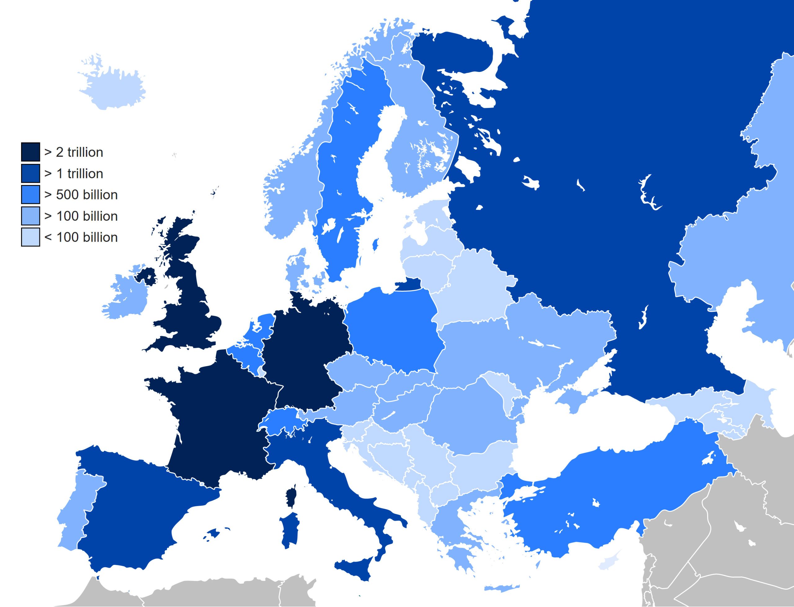 Europe Countries by GDP (PPP) Map (2020)