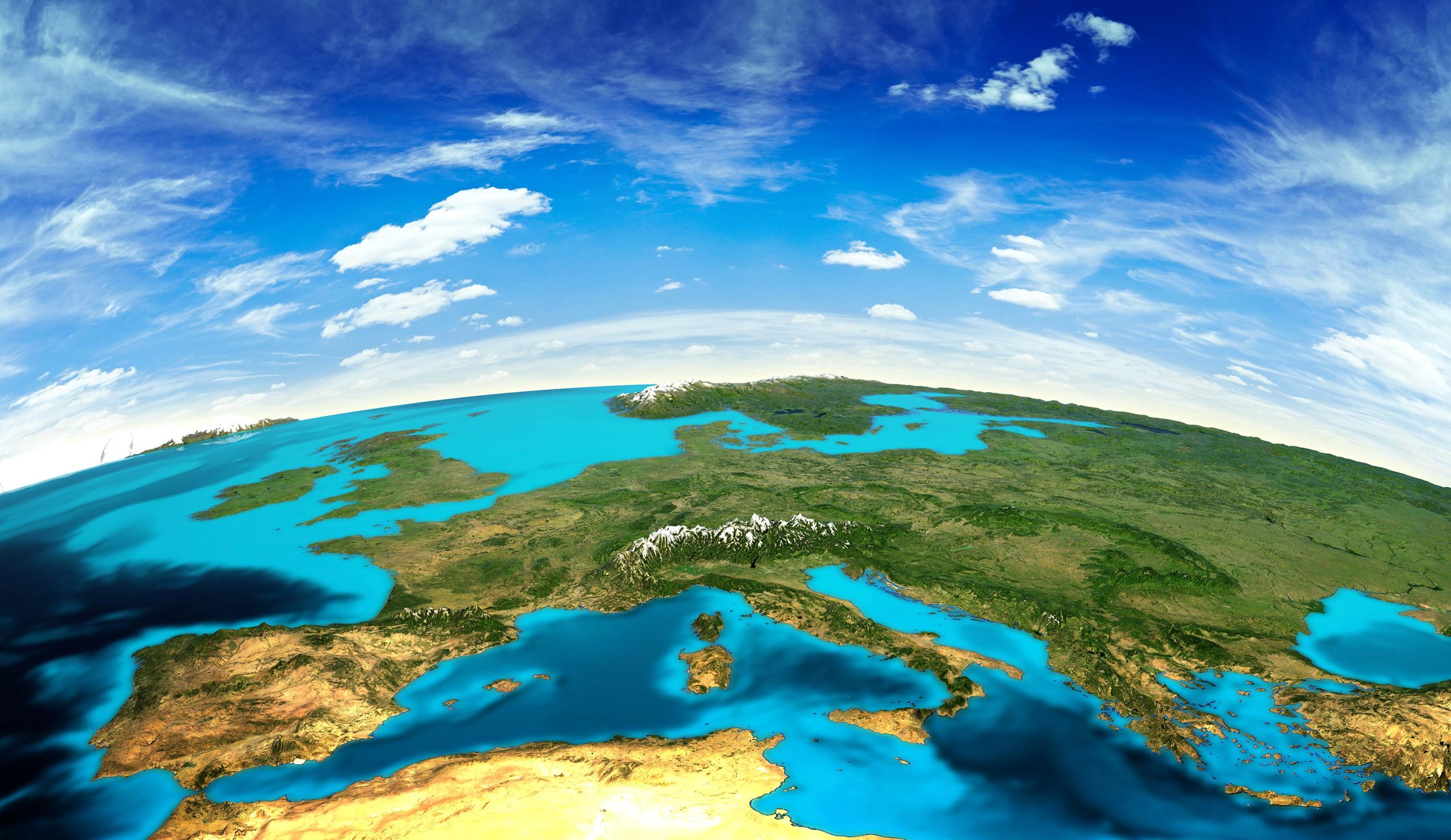 Europe Earth Satellite 3D Map