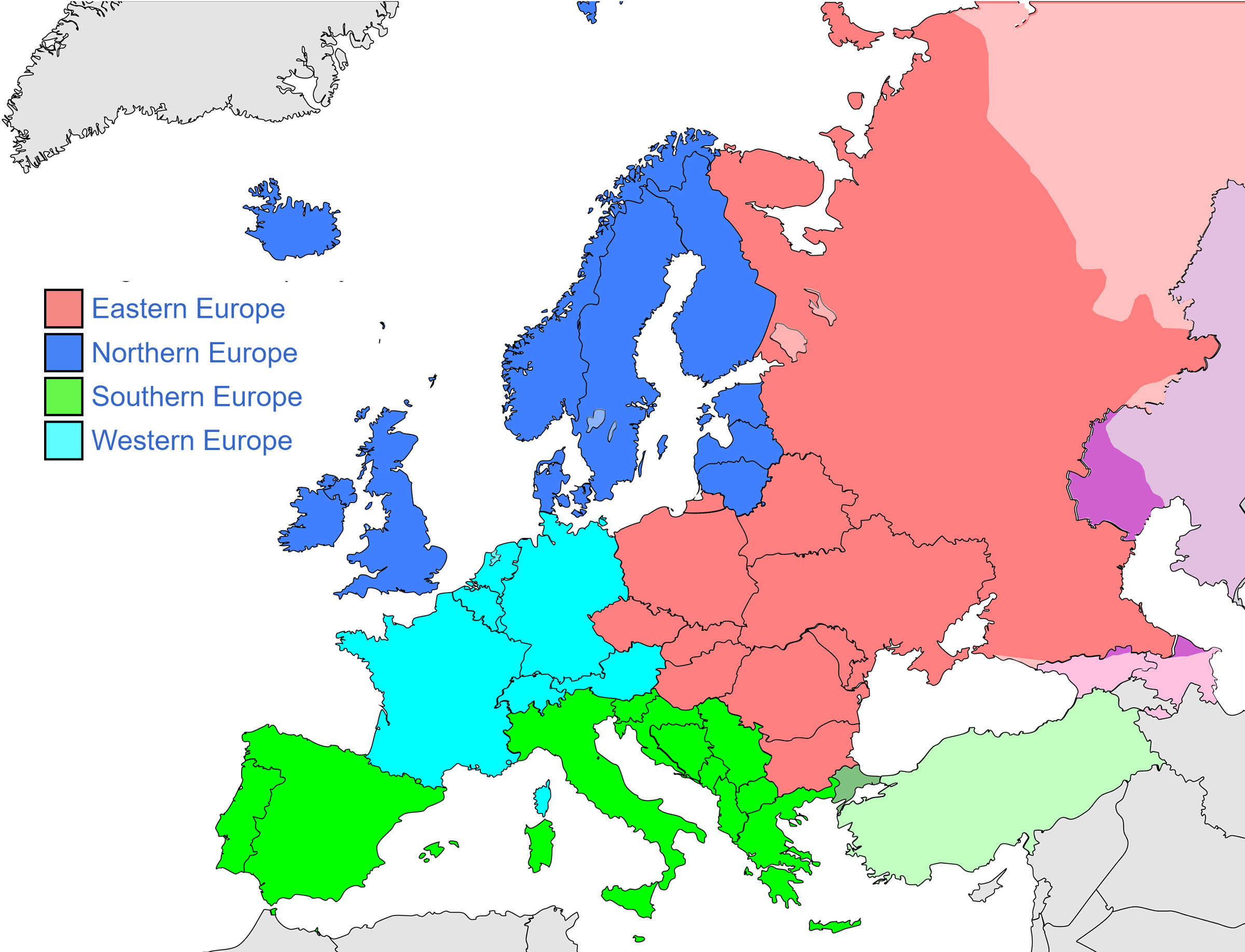 Europe Subregions Map