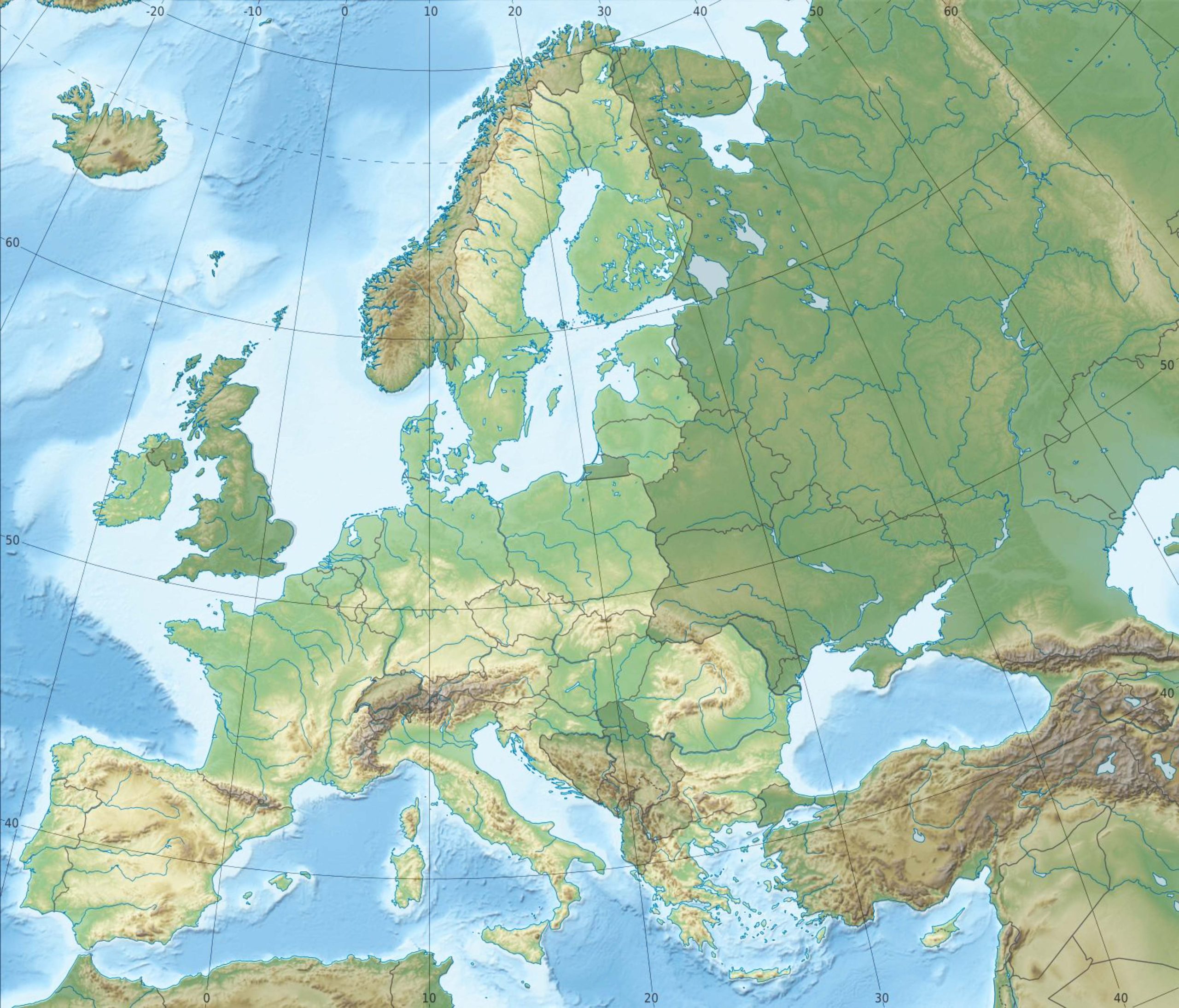 Europe Topographic Map