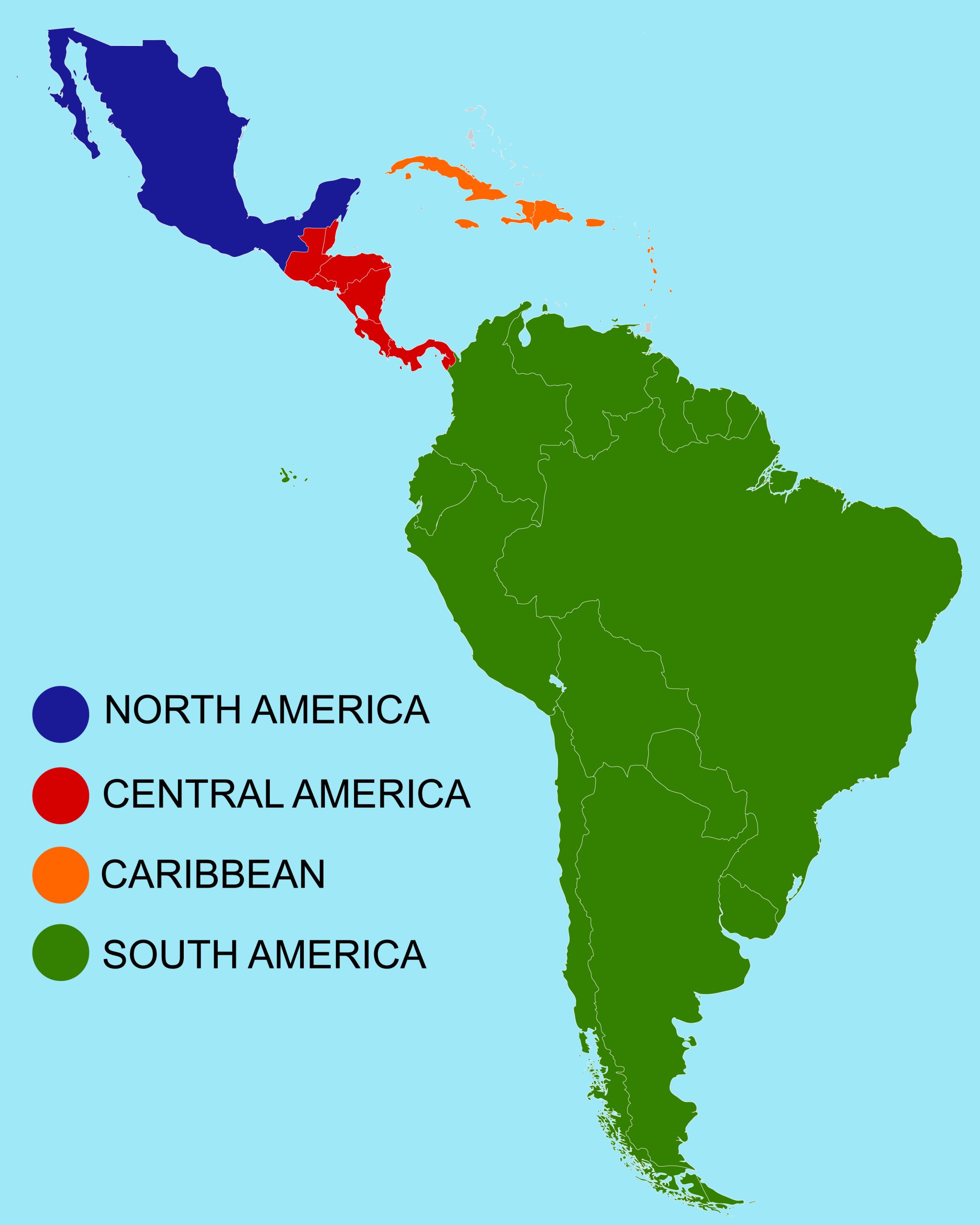 Latin America Regions Map (North & South America)