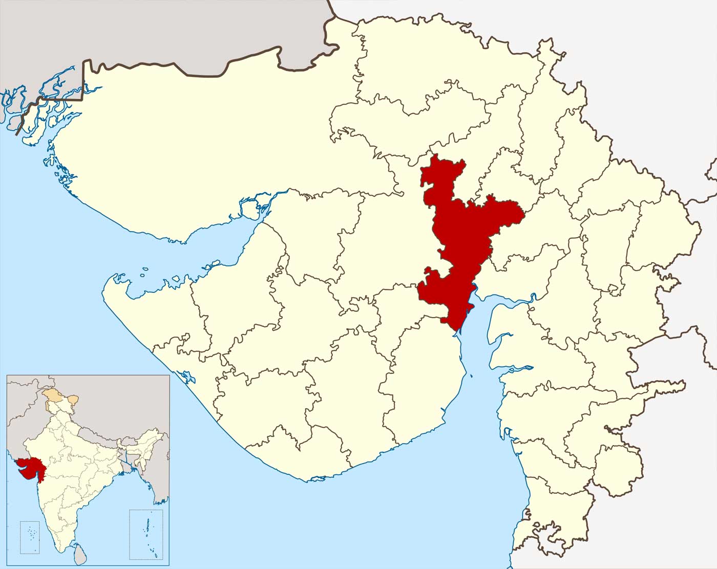 Location of Ahmedabad on India Map