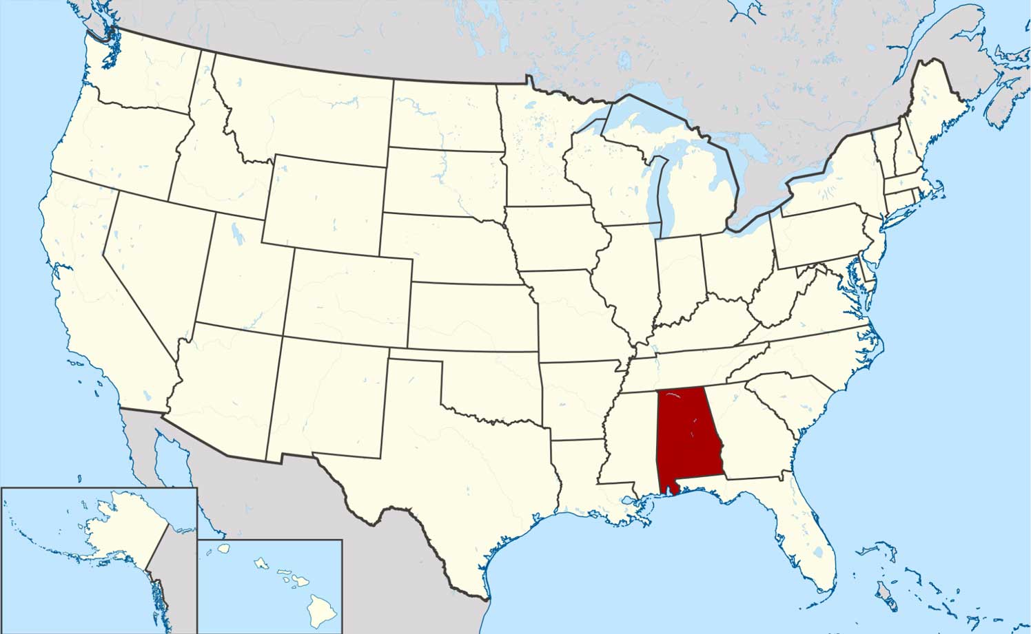 Location of Alabama State on US Map