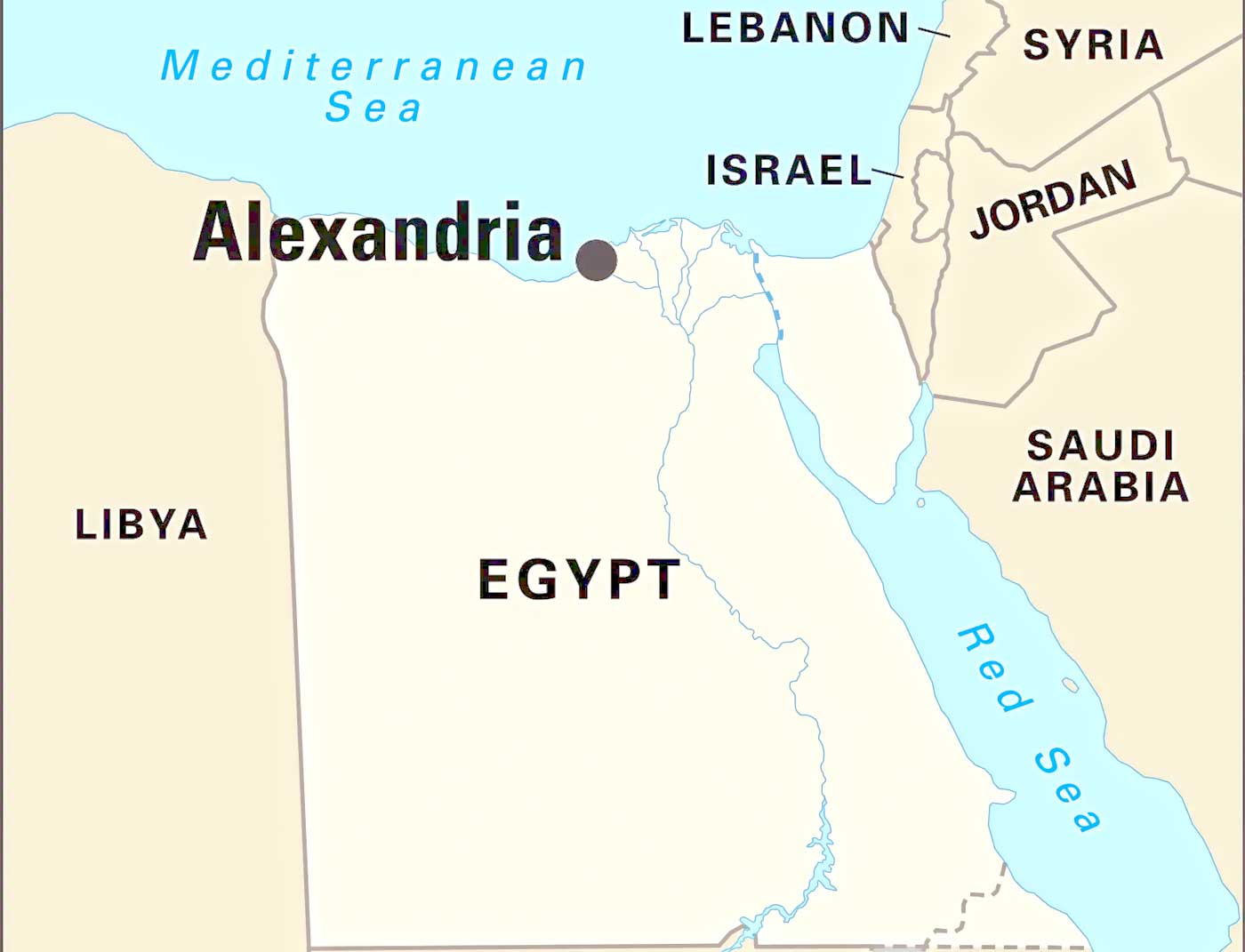 Location of Alexandria City on Egypt Map