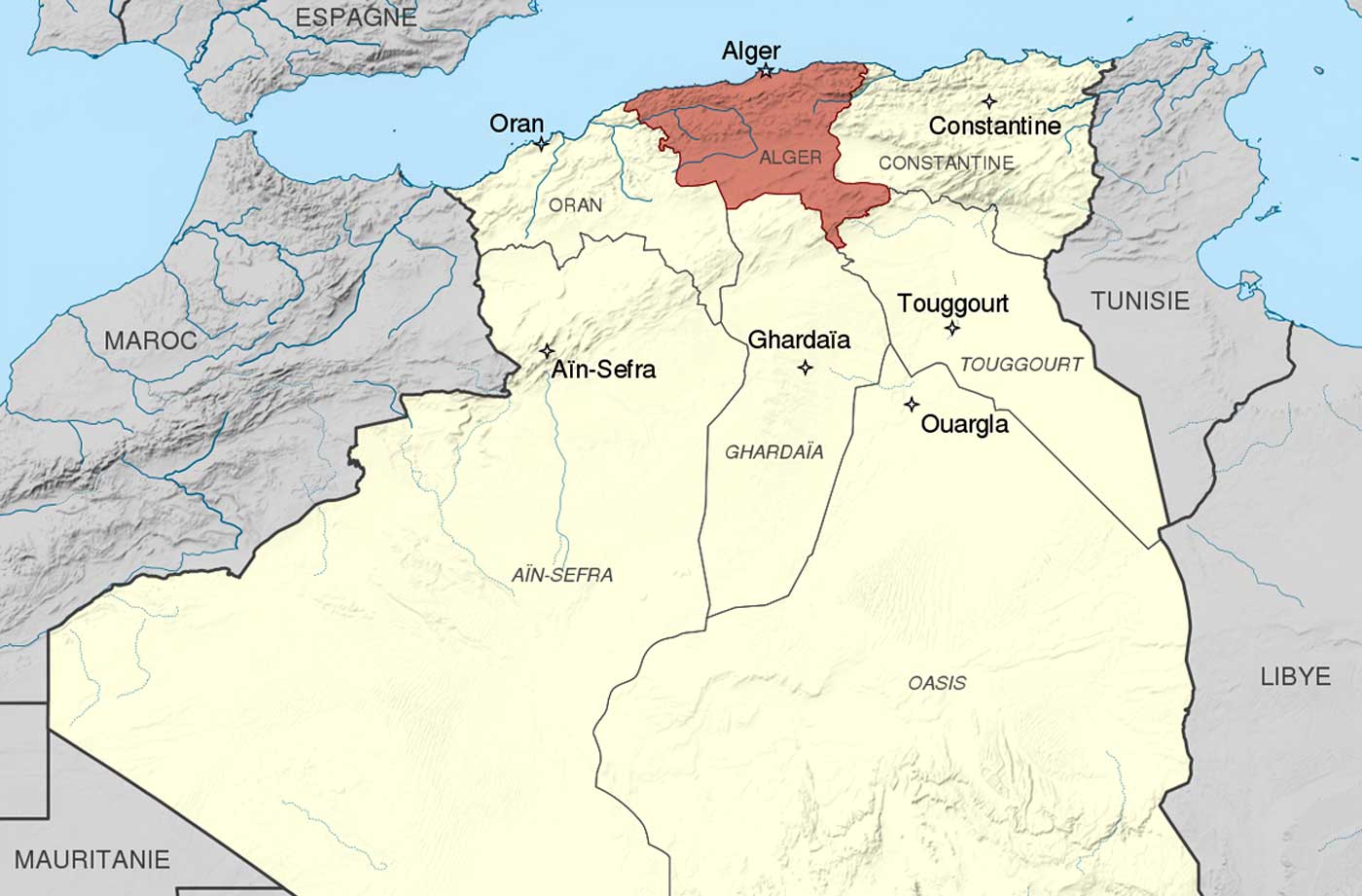 Location of Alger City on Algeria Map