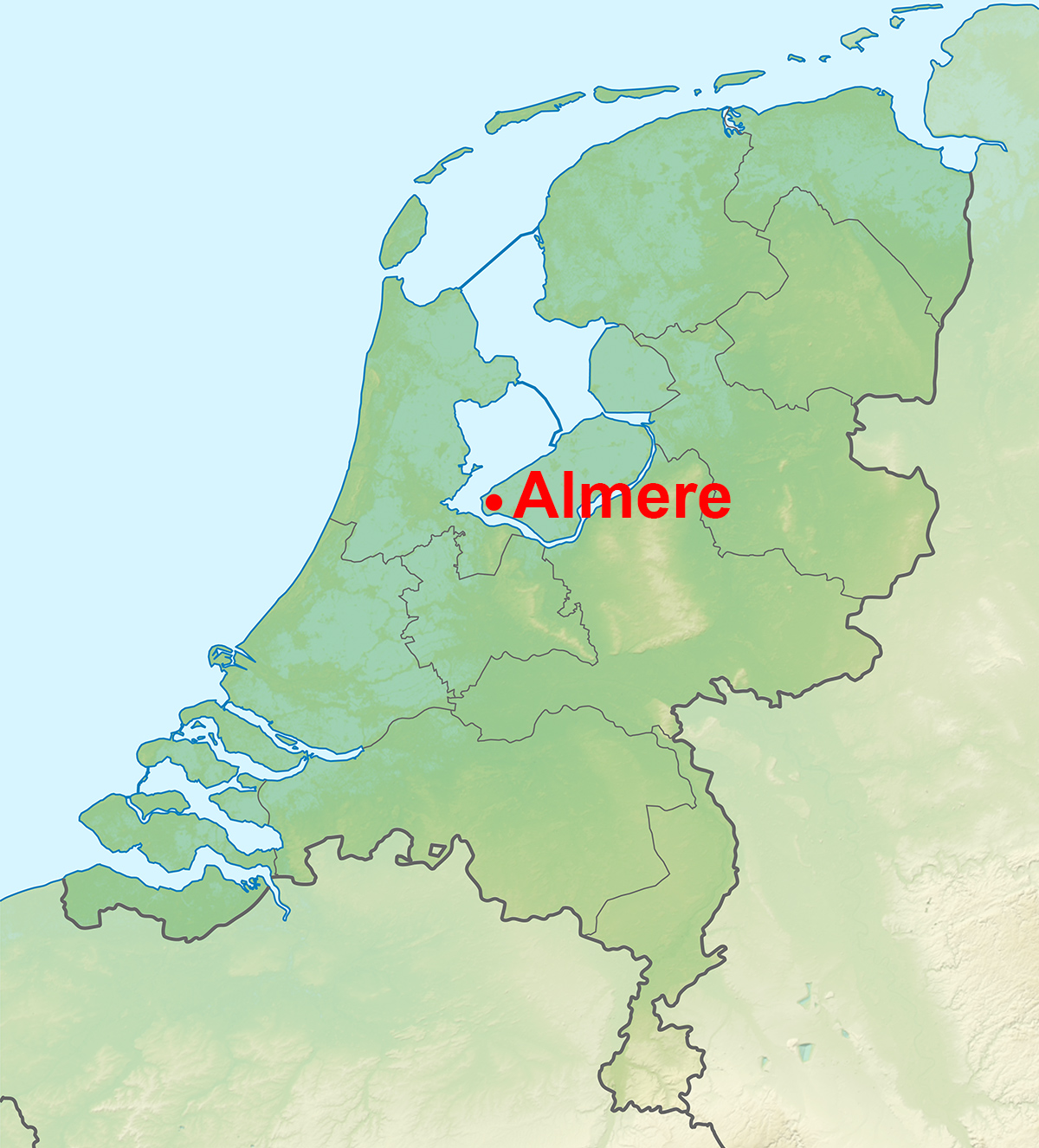 Location of Almere City on Netherlands Map