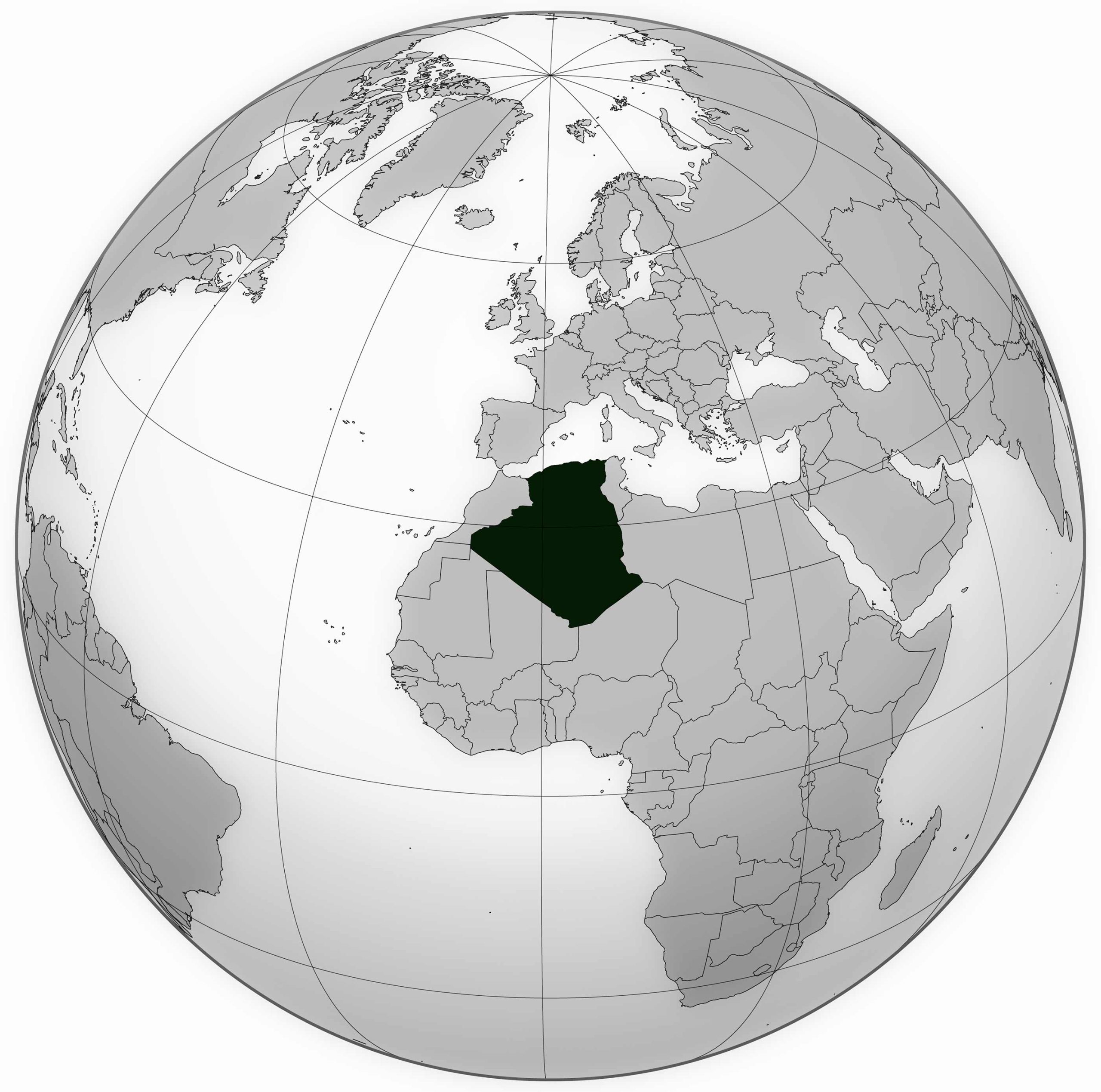Map of Algeria's Location in the World Map