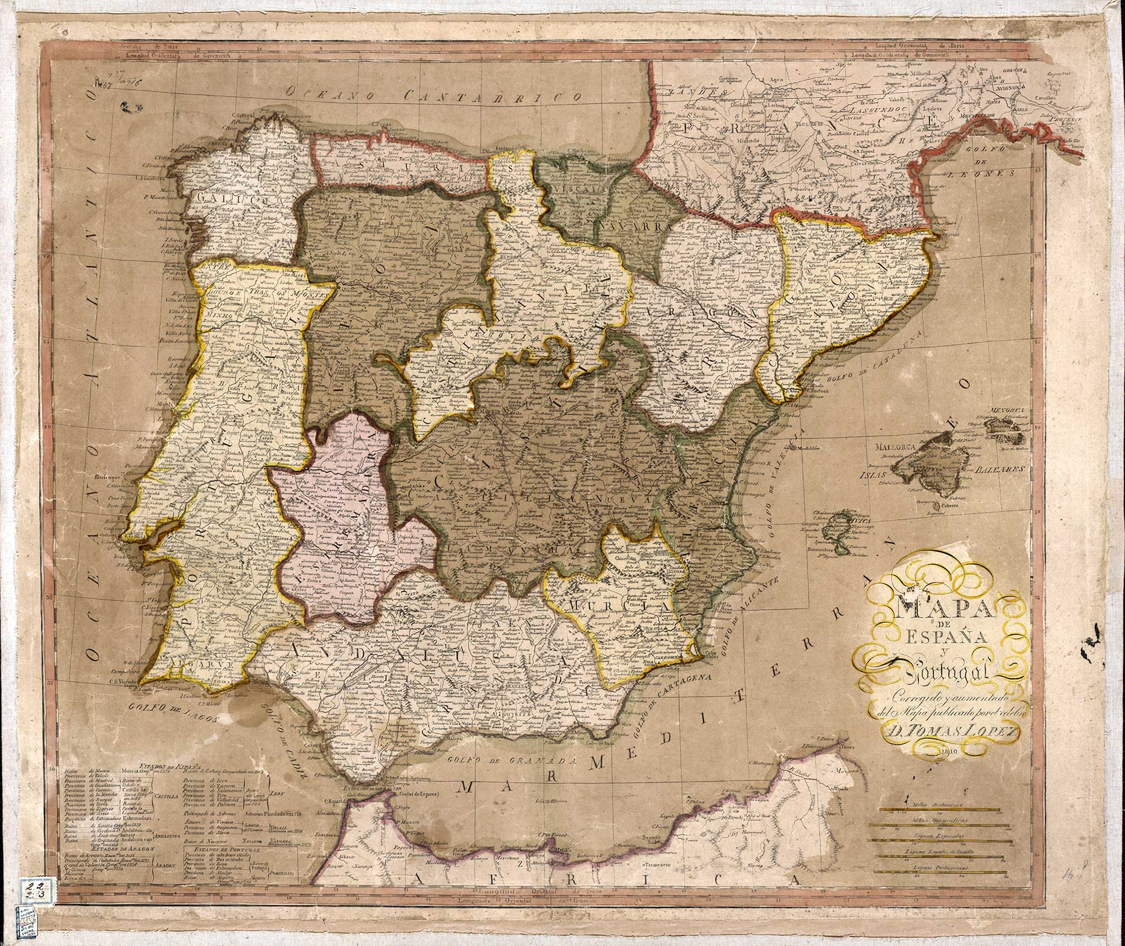 Map of Spain and Portugal (D. Tomas Lopez - 1810)