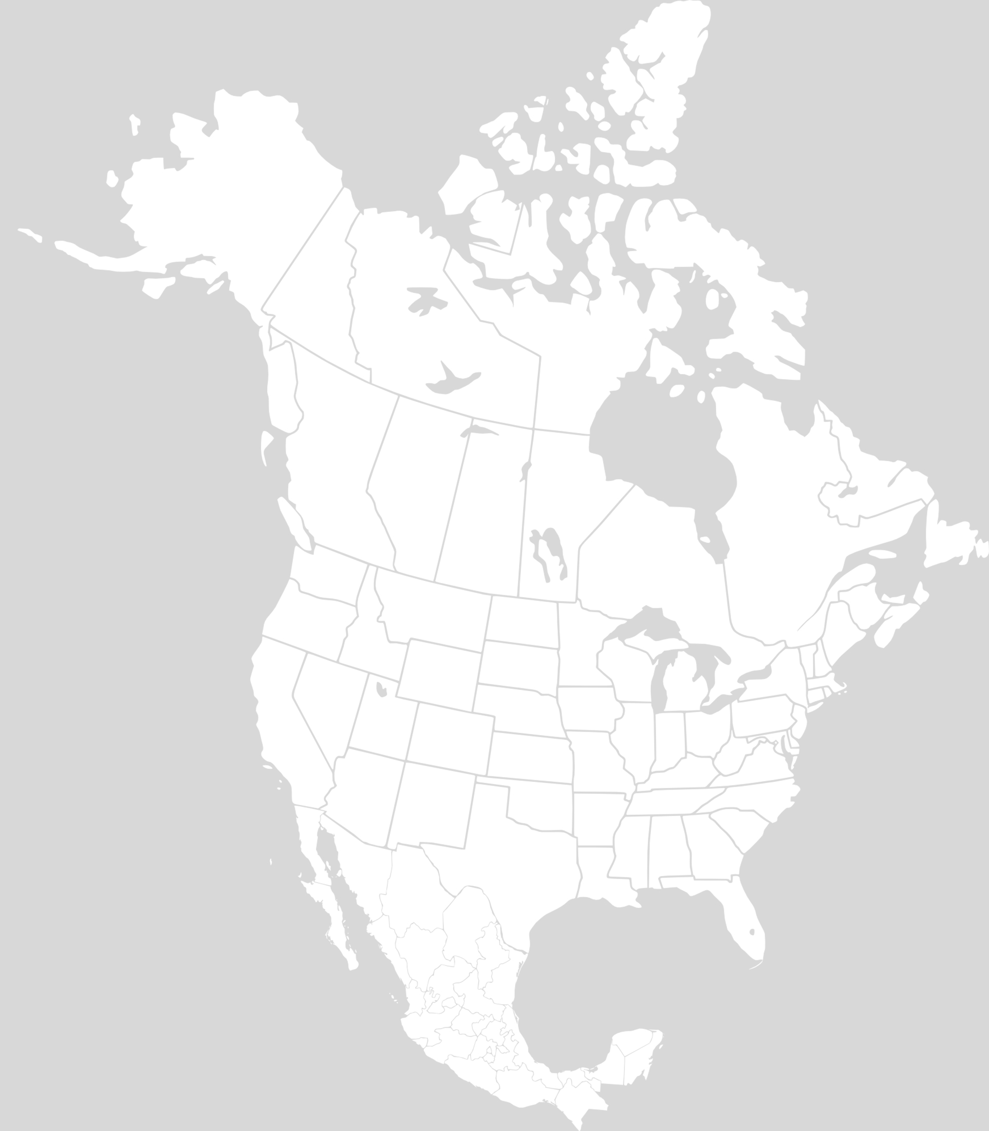 North America Blank Map With States