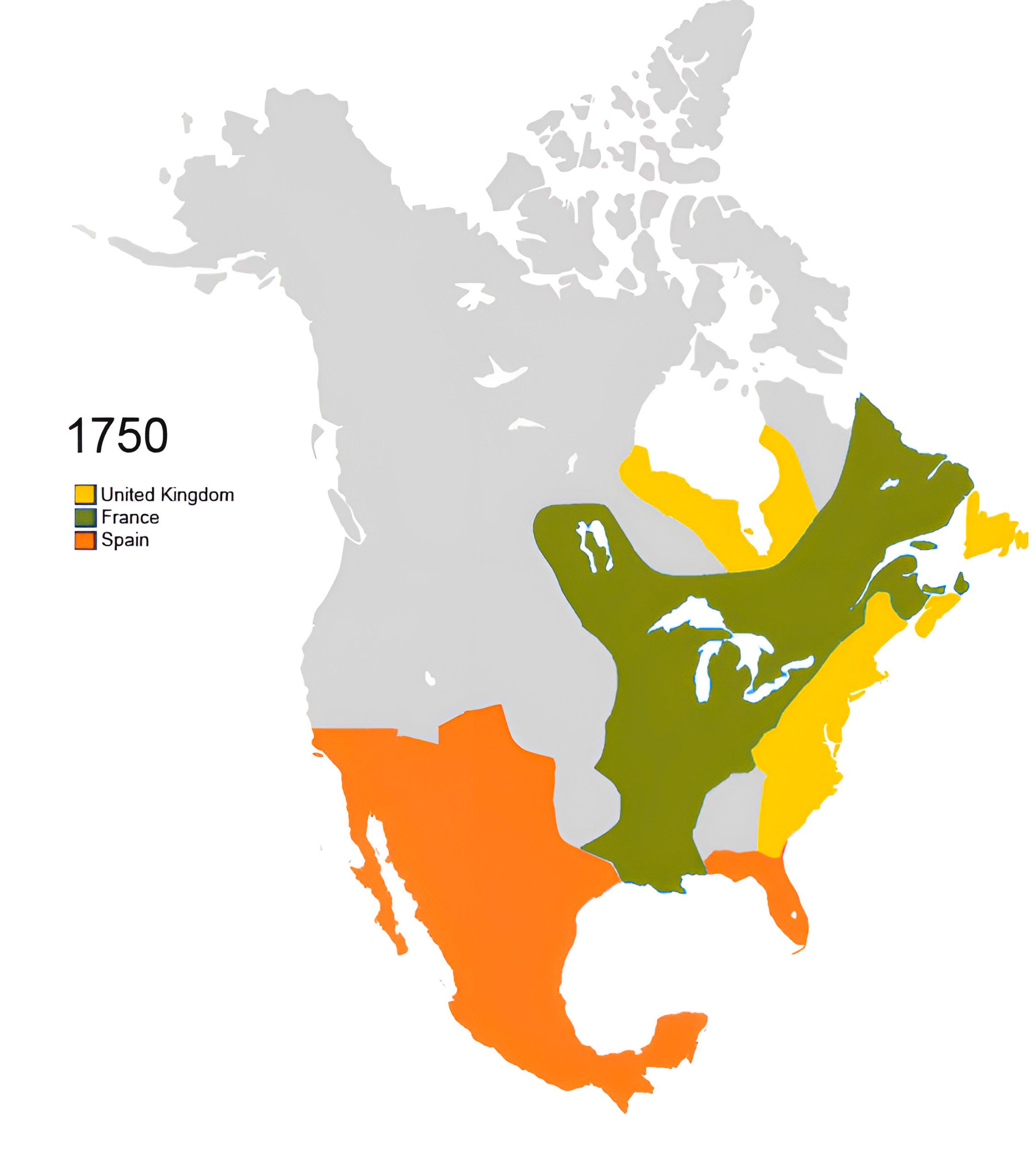 North America Colonial Map (1750 - Vector)