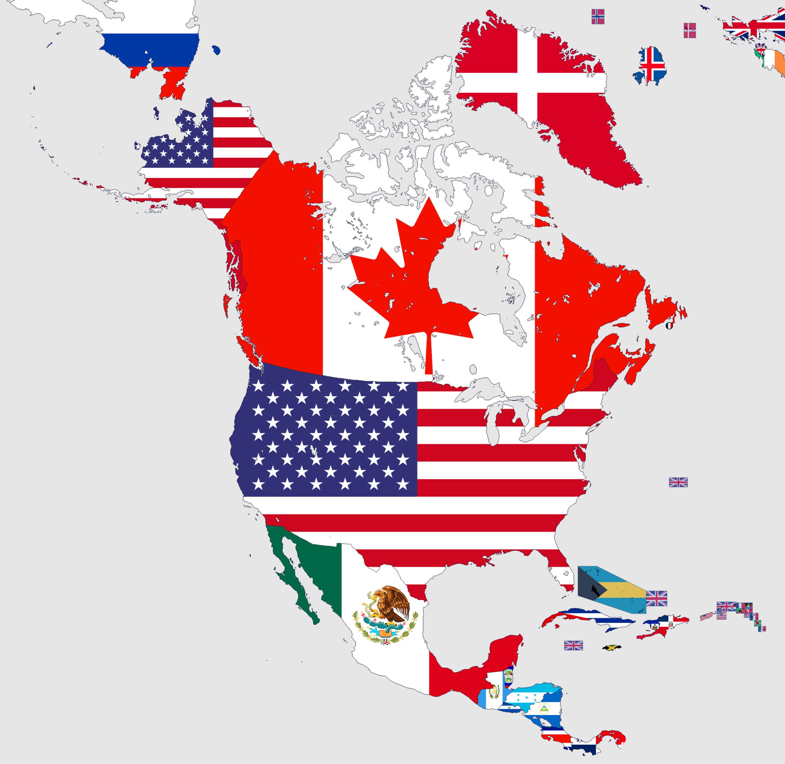 North America Flag Map