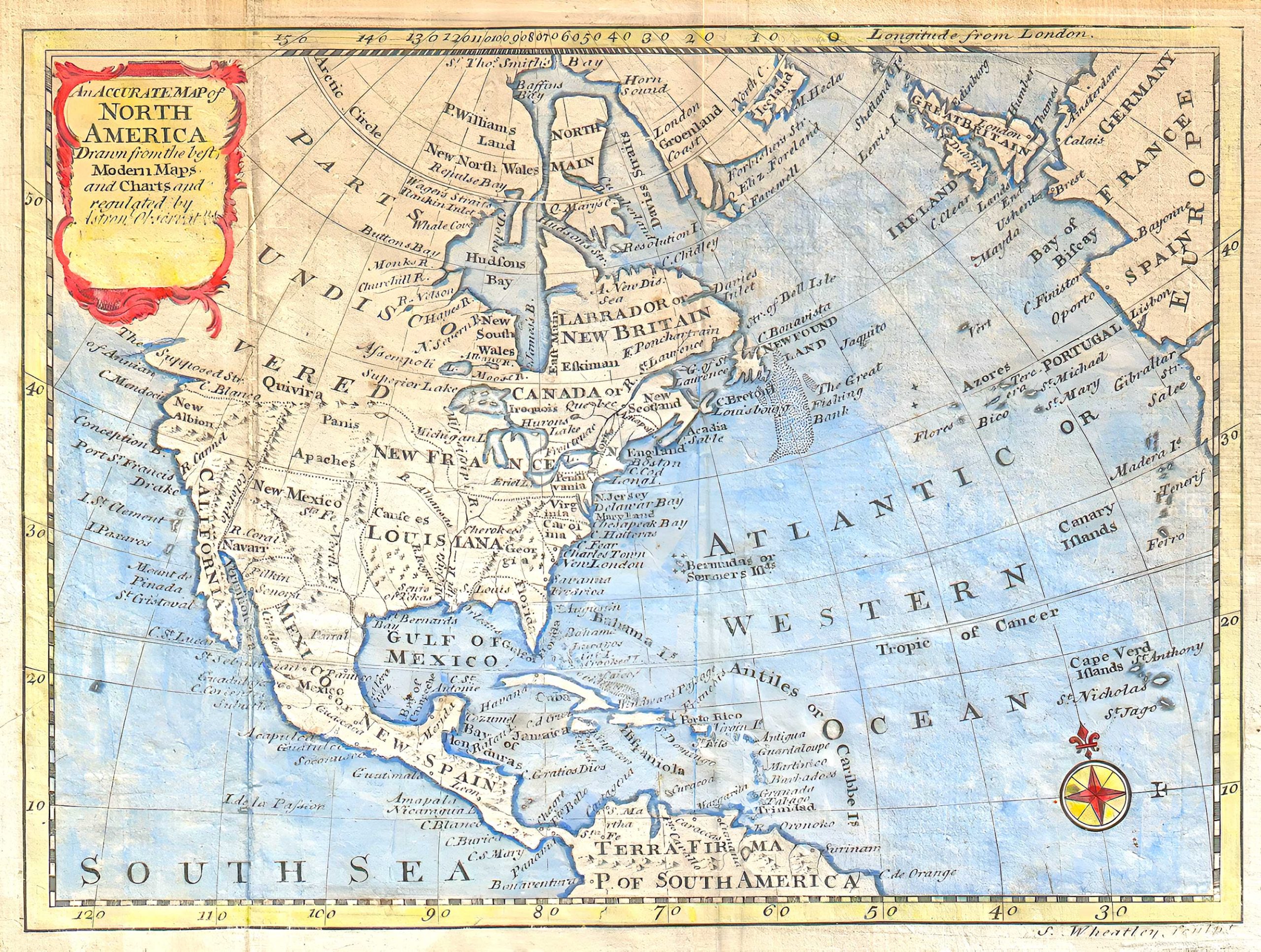 North America Historical Map (1747 - Bowen Map)