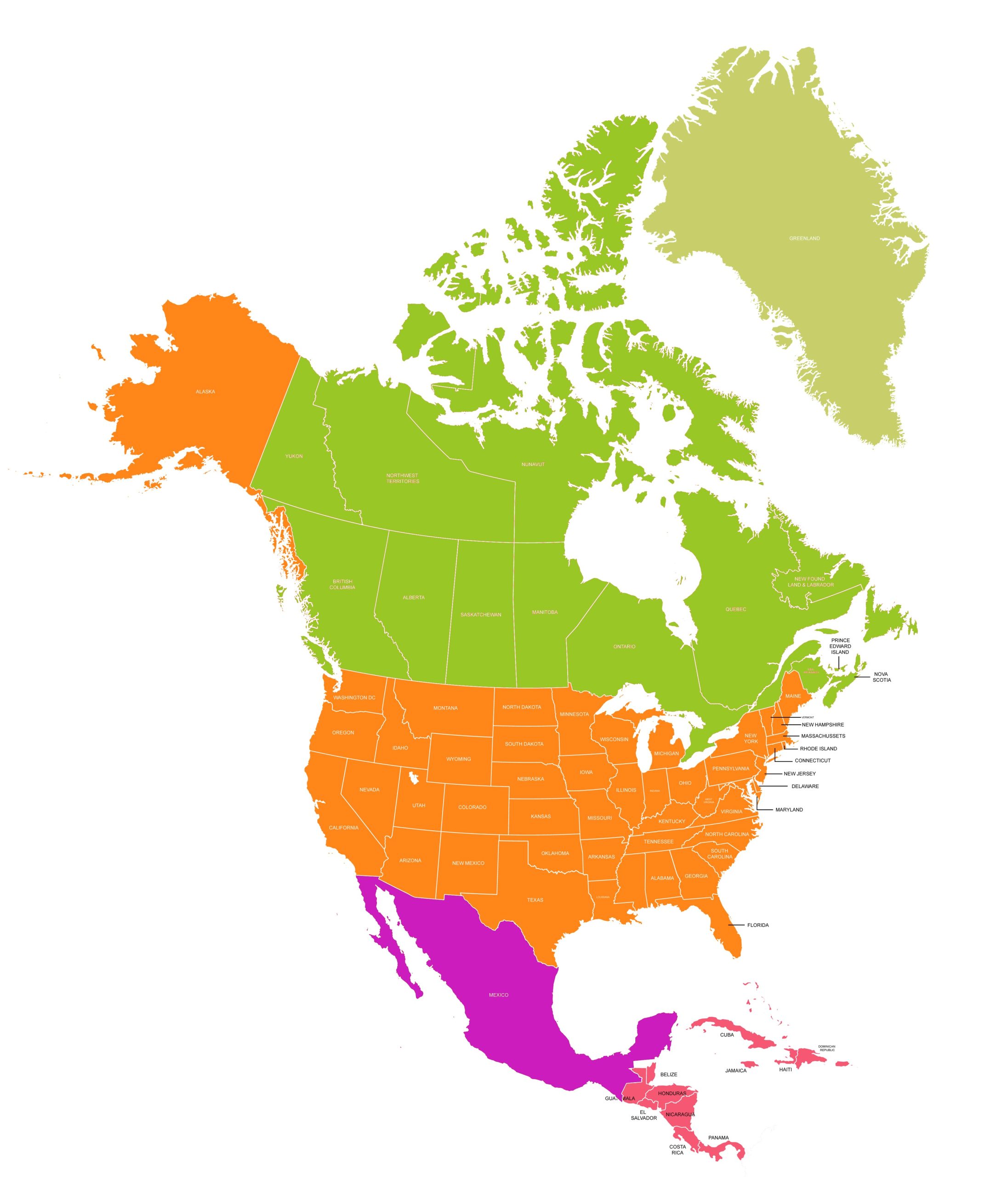 North America Map With States and Countries