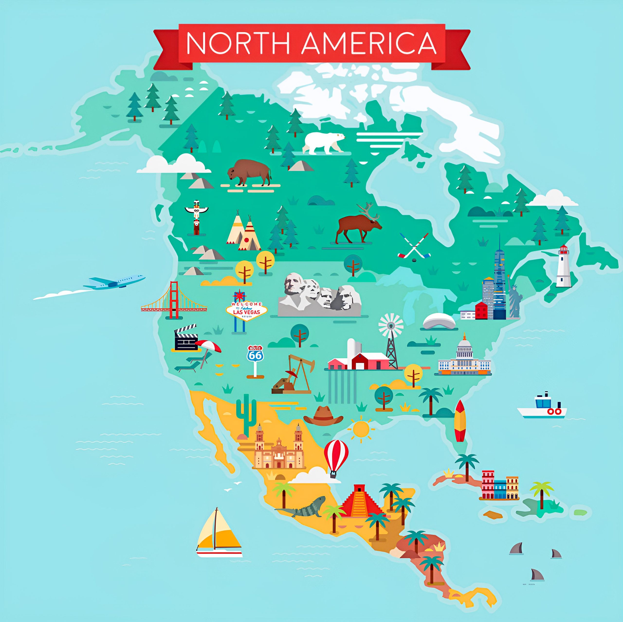 North America Travel (Tourist) Map