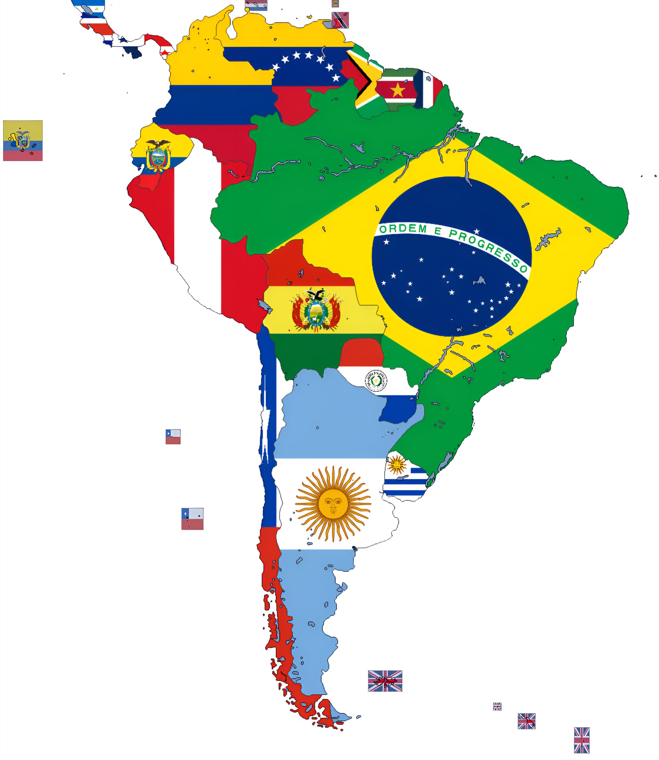 South America Flag Map