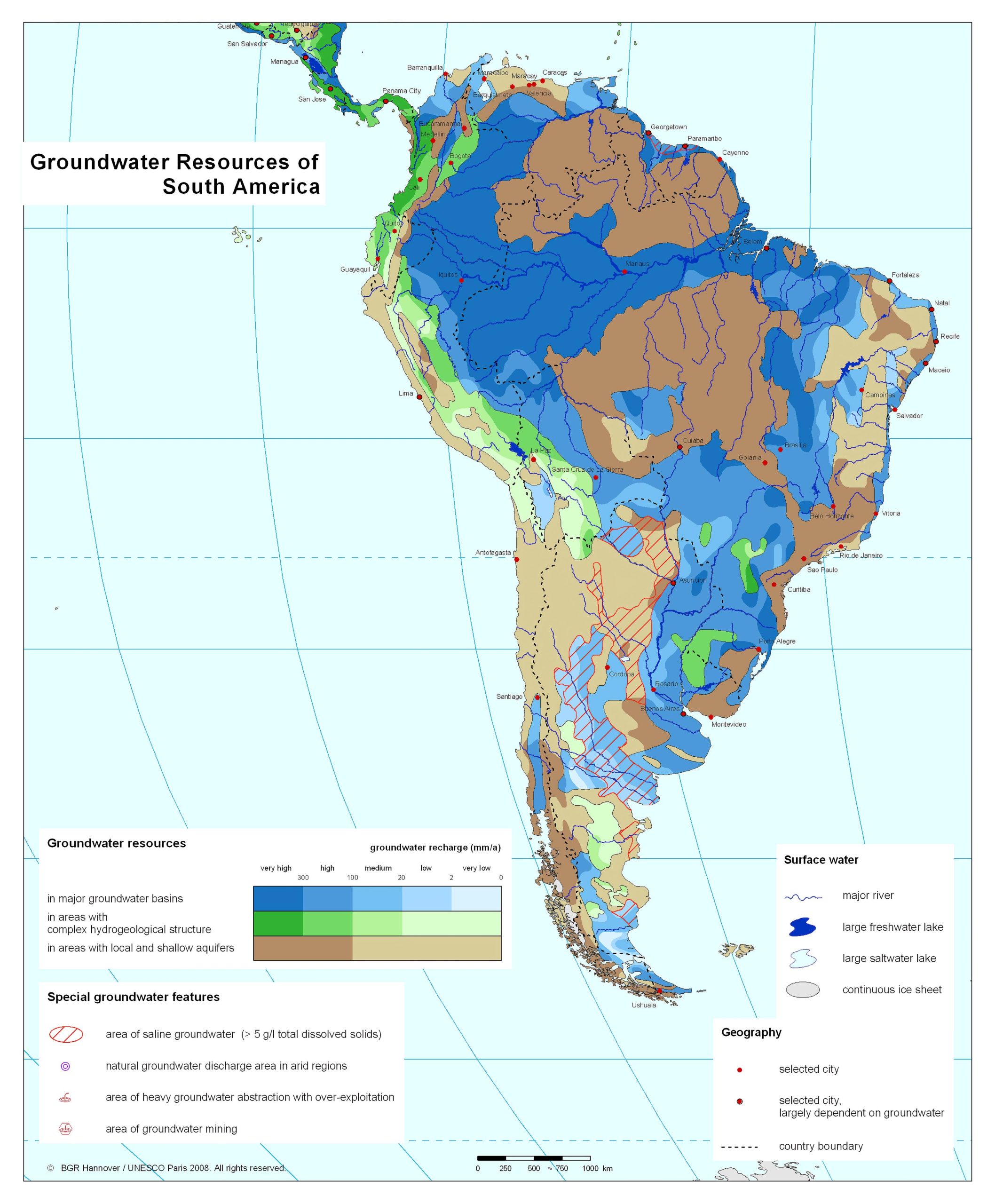 South America Groundwater Resources Map
