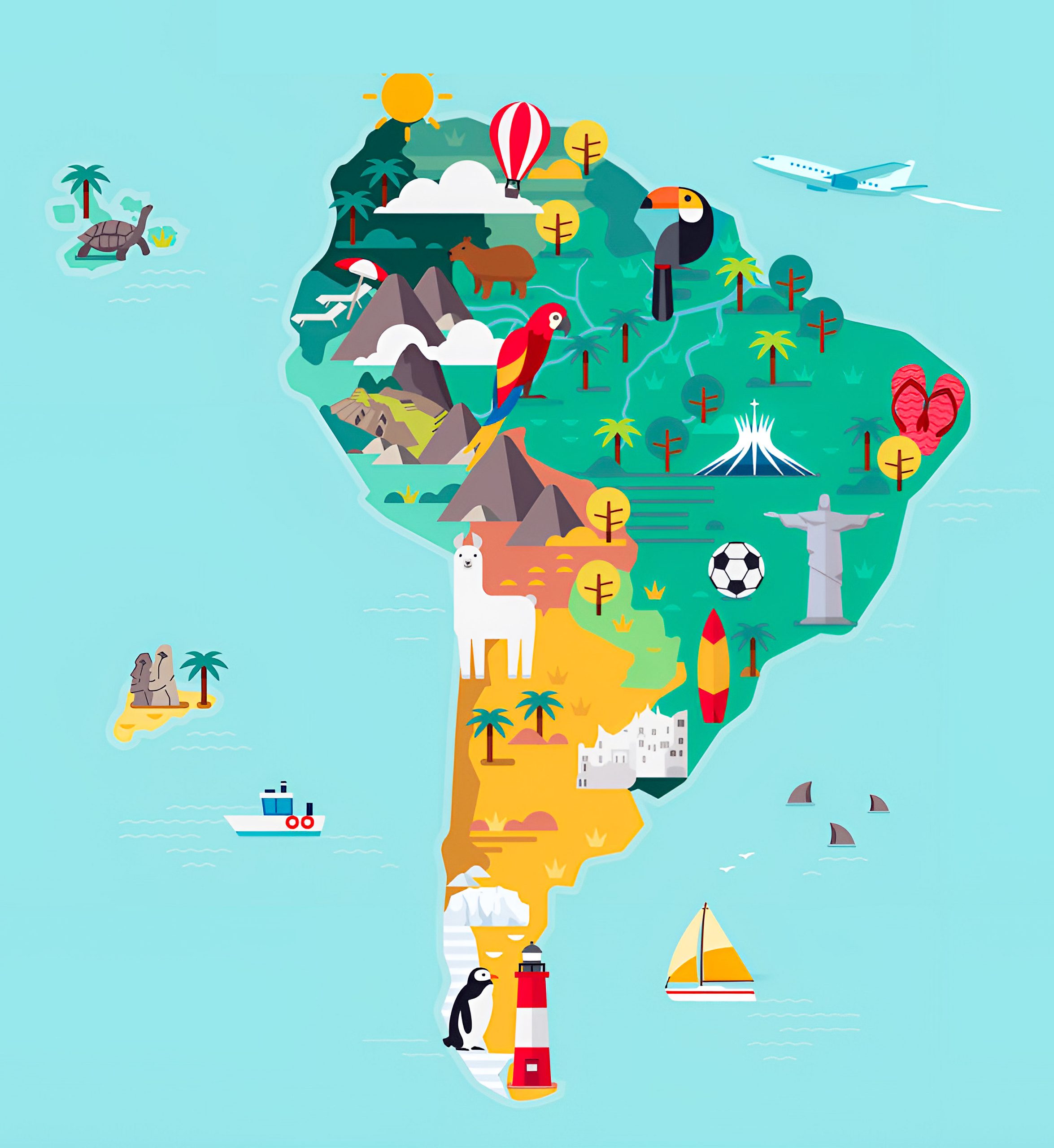 South America Travel (Tourist) Map