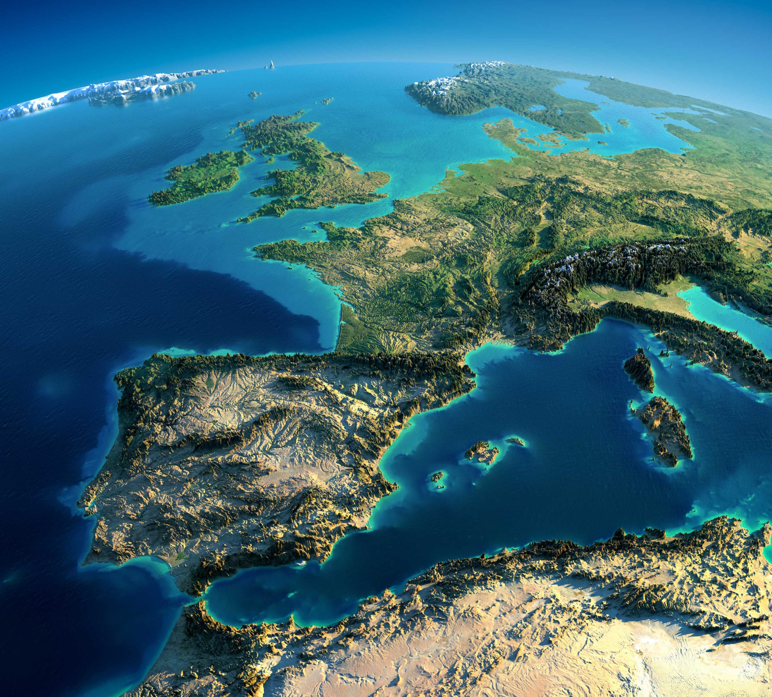 Spain 3D View From Space