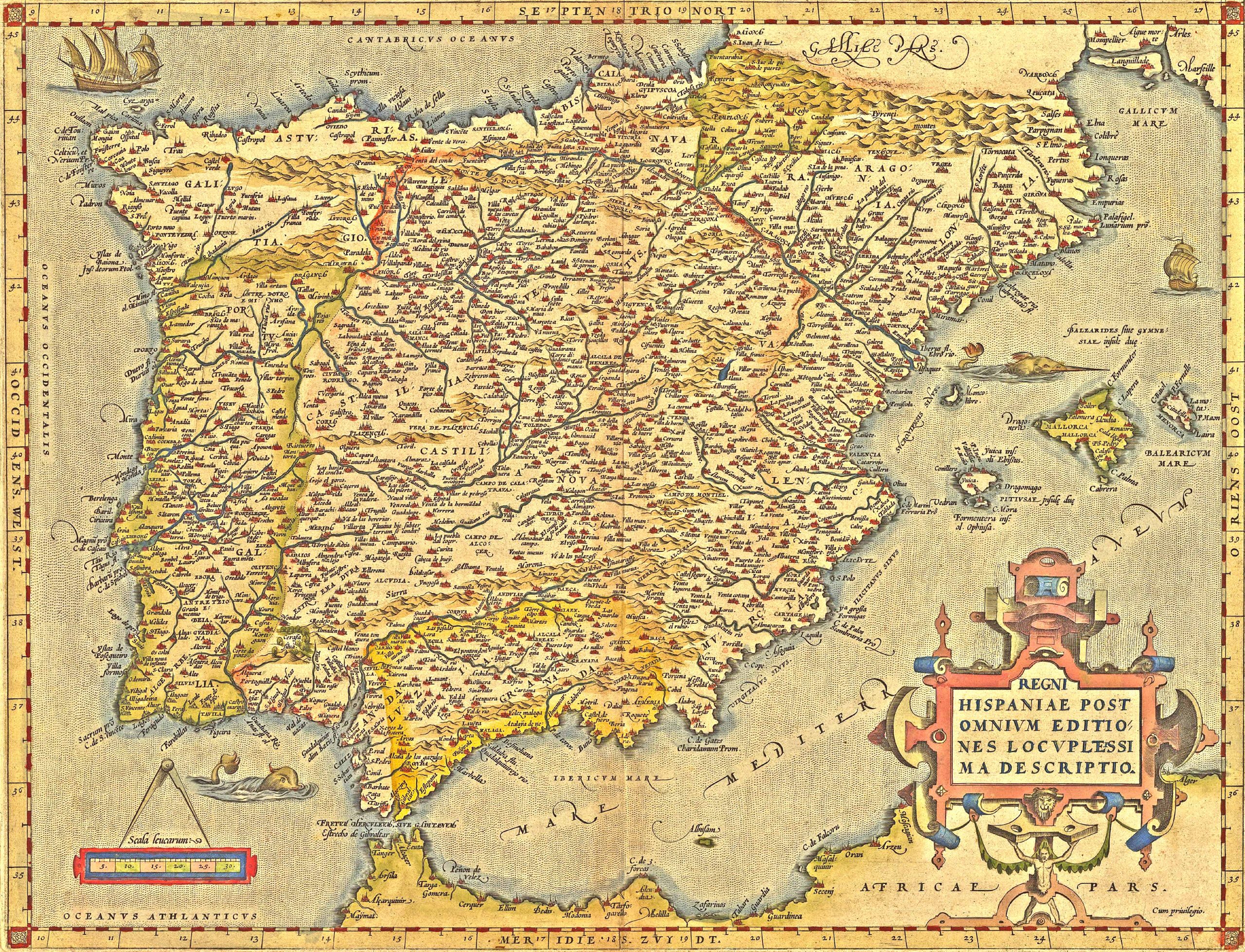 Spain Historical Antique Map