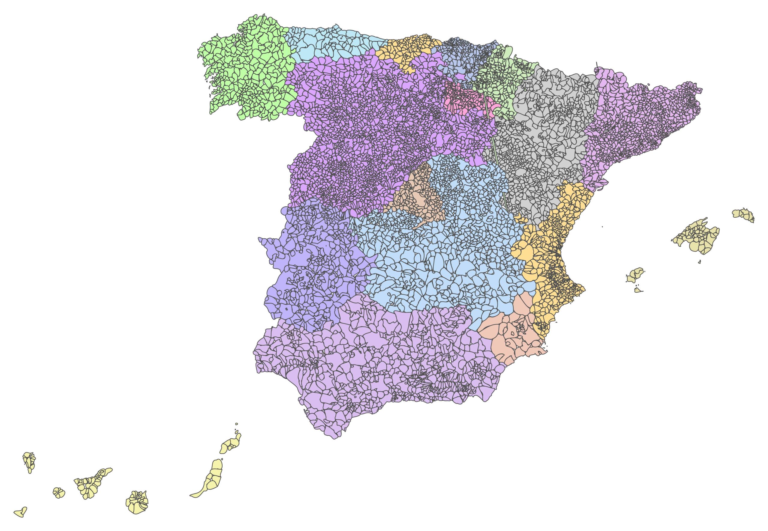 Spain Municipalities Blank Map