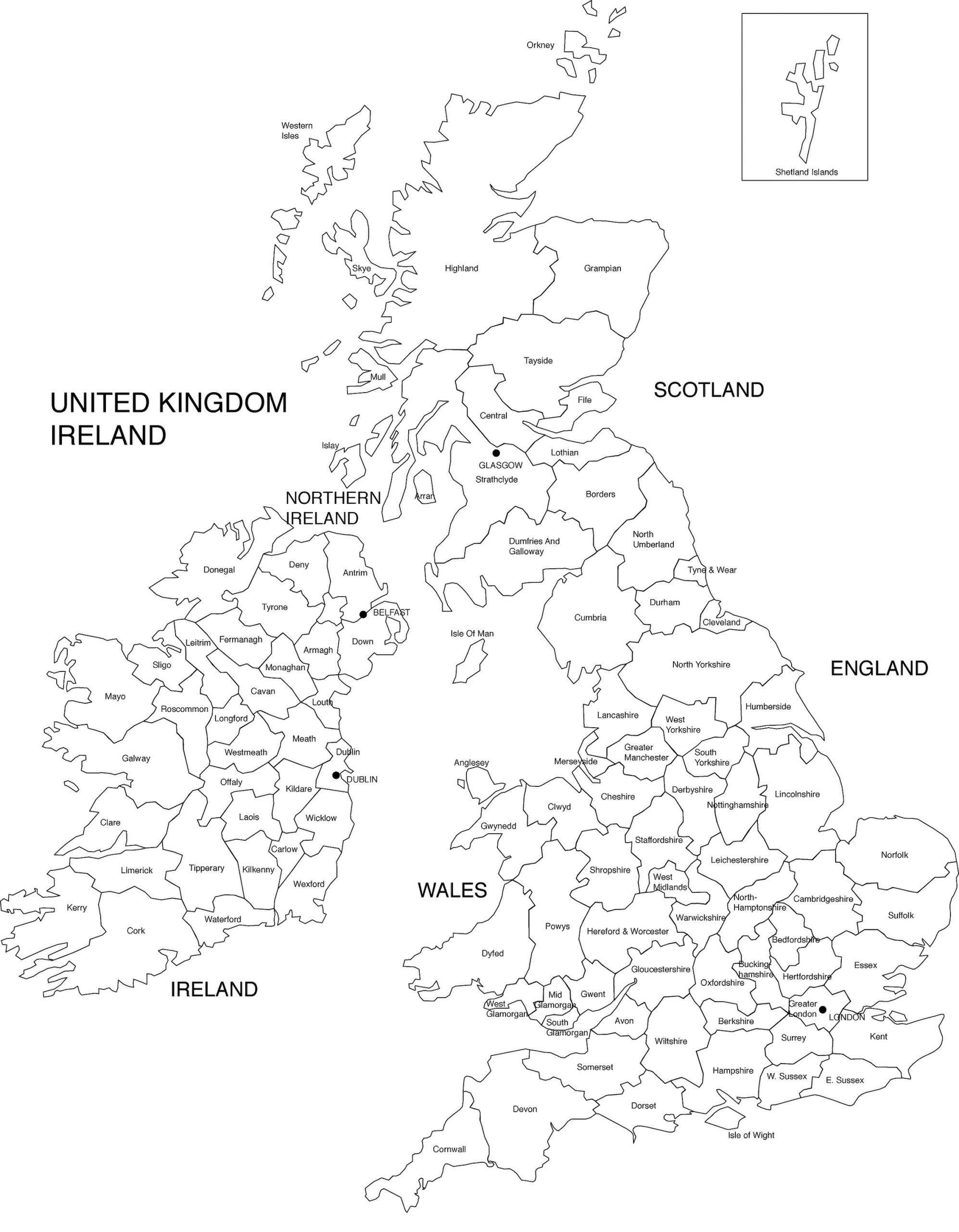 United Kingdom Municipalities Blank Map