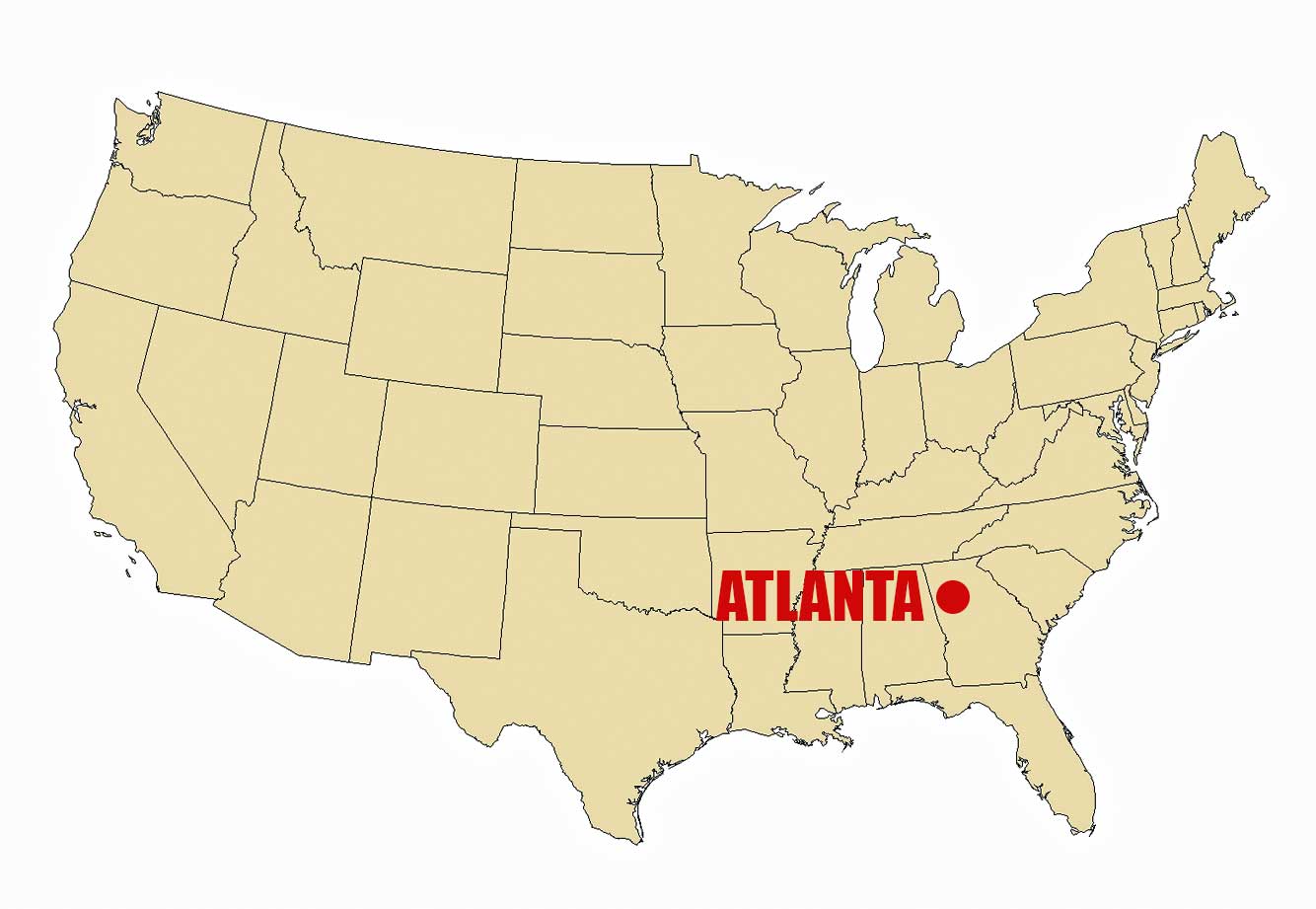 Location of Atlanta on USA Georgia Map
