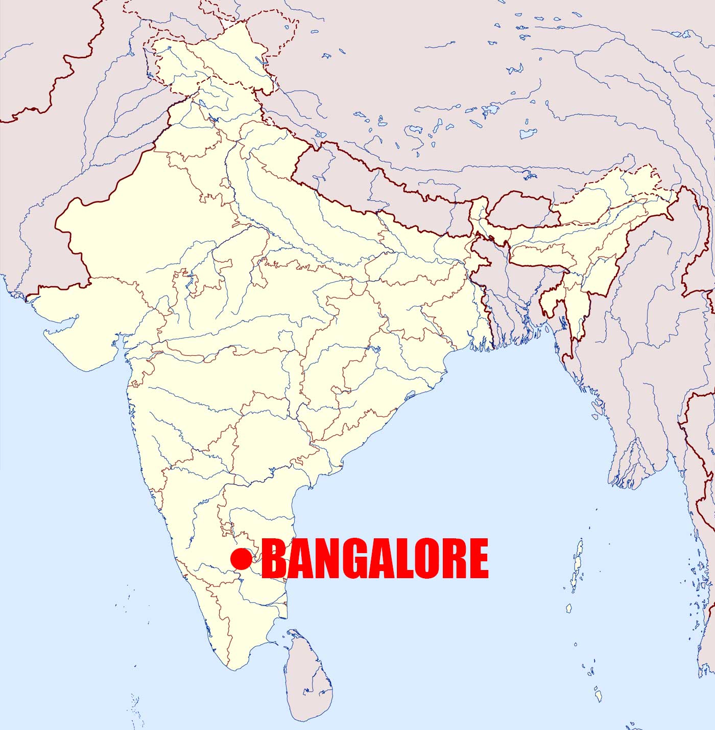 Location of Bangalore on India Map
